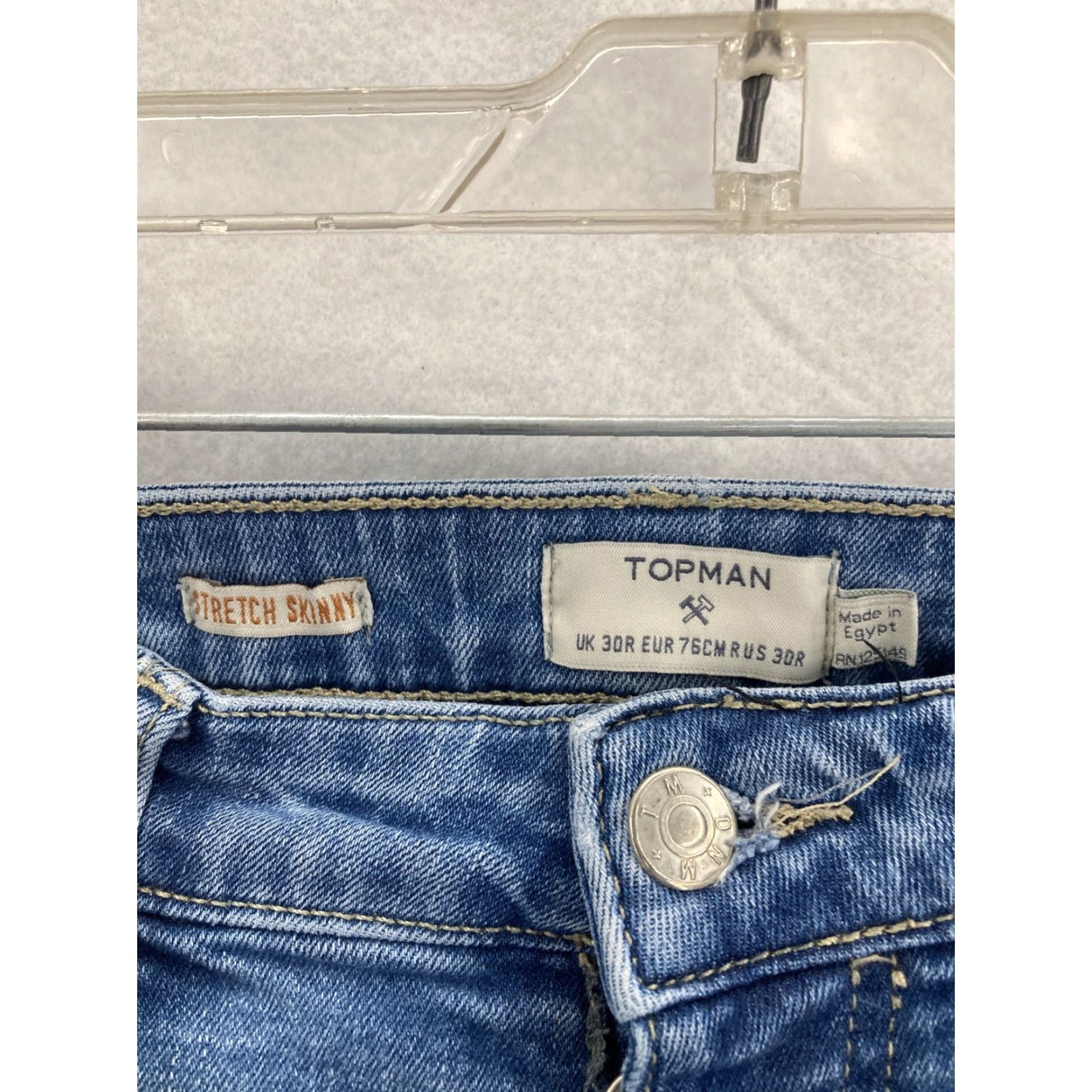 Topman Topman Jeans Womens 30R Blue Mid Rise Skinny Denim with Button Fly, 5-Pocket Design, Regular Fit Size 30" / US 8 / IT 44 - 6 Thumbnail