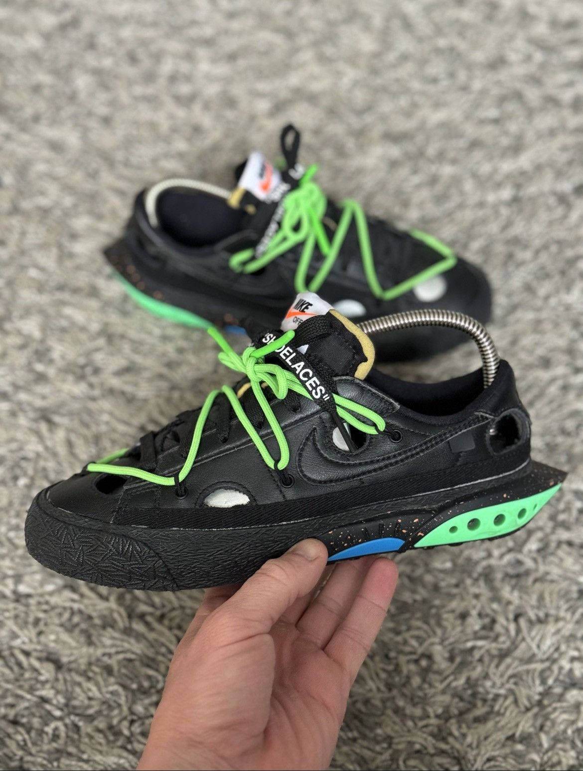Nike × Off-White Nike Blazer Low x Off-White black & electro green sneakers Size US 7.5 / IT 37.5 - 2 Thumbnail