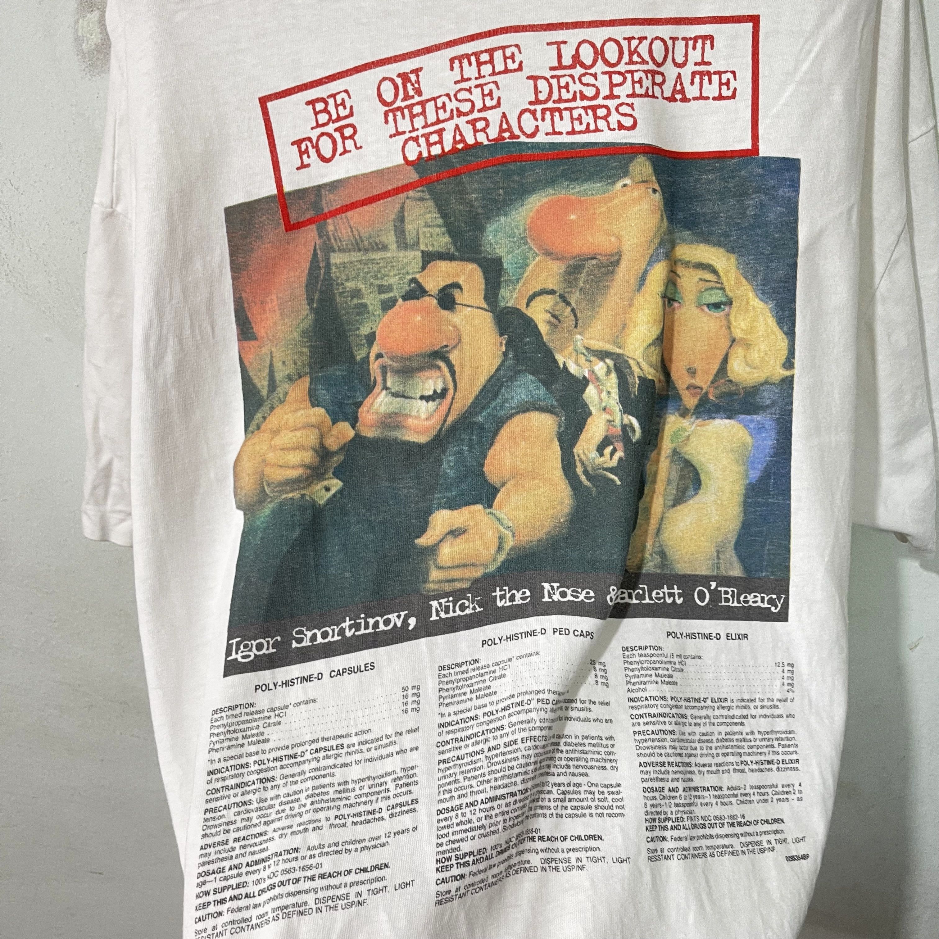 Vintage Vintage 90s Poly Histine D Antihistamine Cartoon T-Shirt Size US XL / EU 56 / 4 - 2 Thumbnail