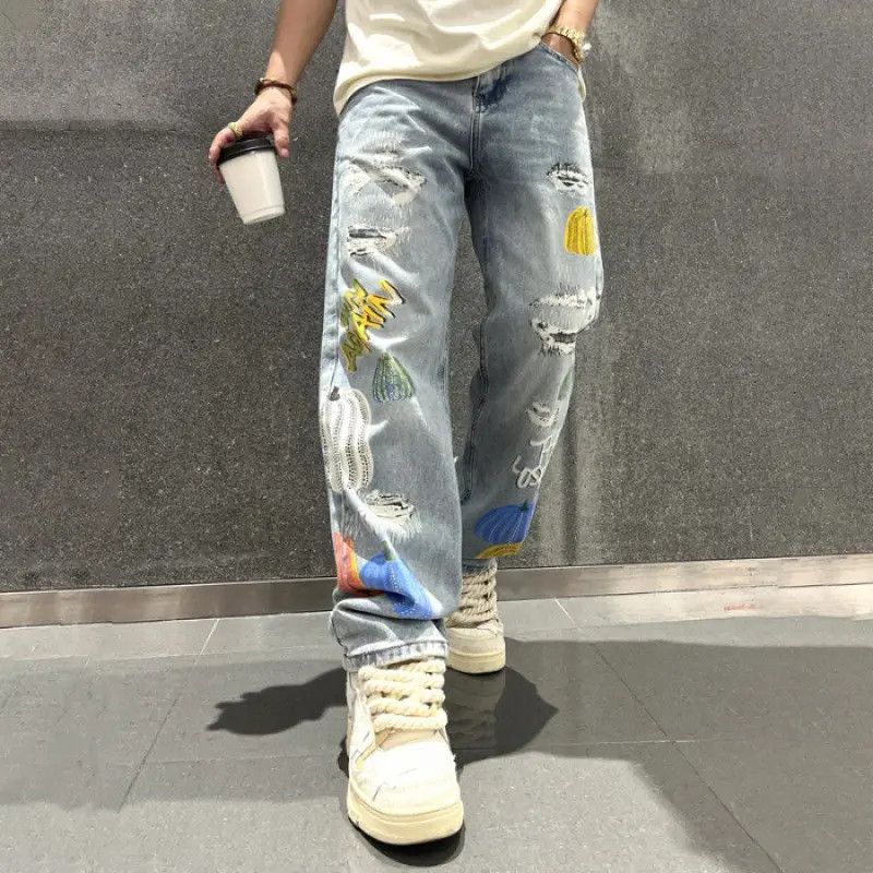 Japanese Brand × Jean Retro loose straight leg spliced jeans Size US 32 / EU 48 - 6 Thumbnail