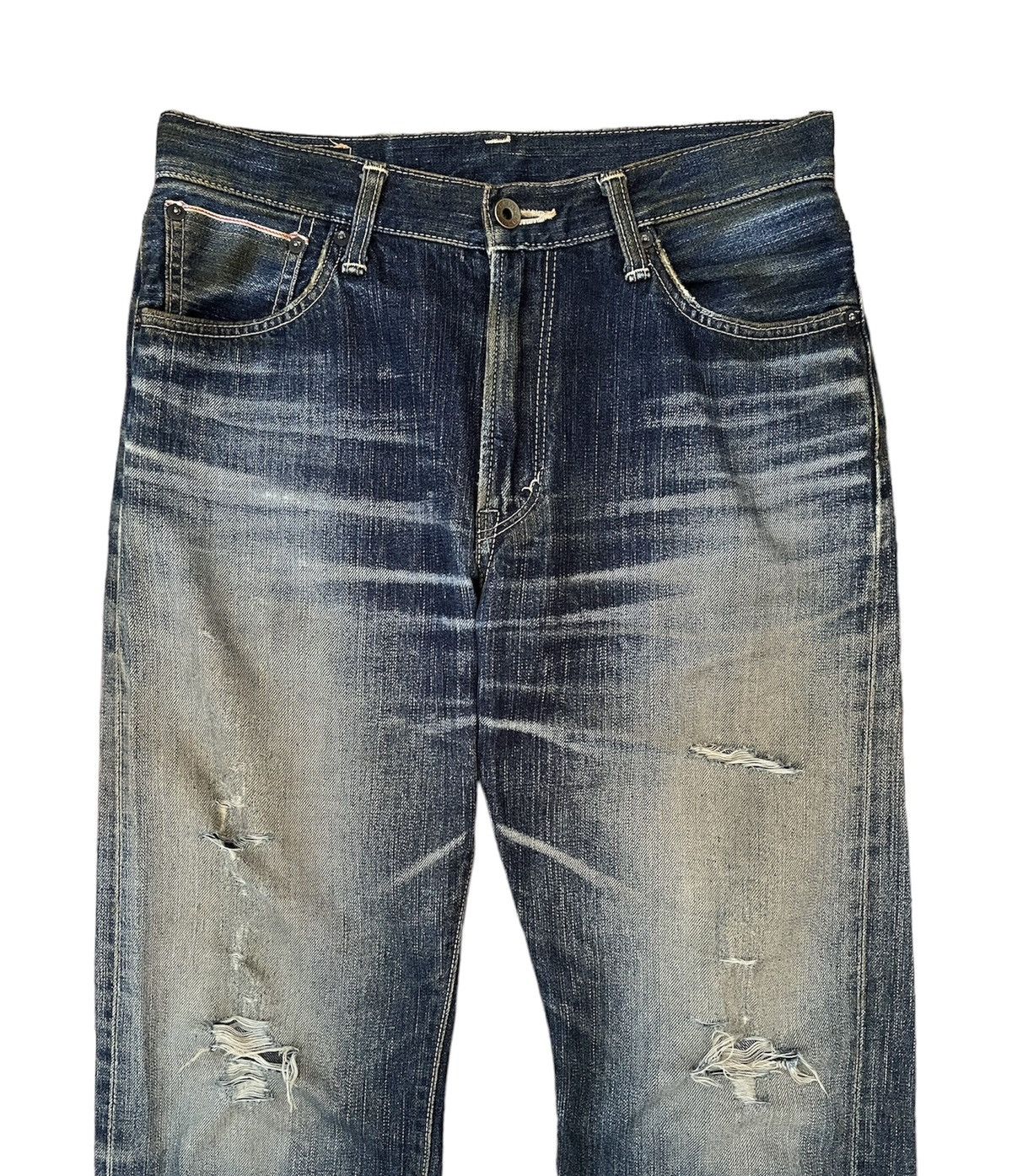 Iron Heart Selvedge Jeans Edwin 505s Red Line Distressed Denim Momotaro Size US 29 - 4 Thumbnail