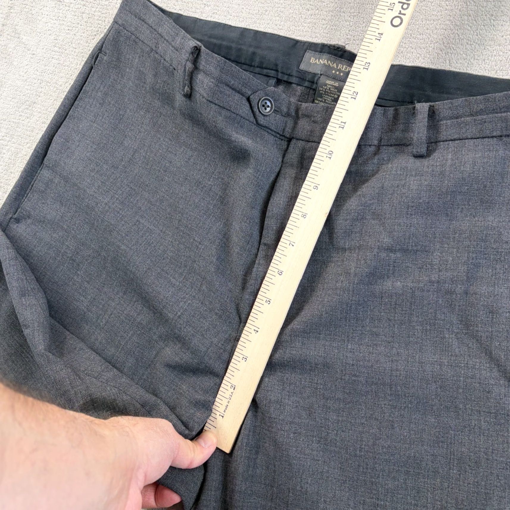 Banana Republic VINTAGE Banana Republic Trouser Pants Gray Wool Blend Men 36x31 Flat Front Dress Pants Size US 36 / EU 52 - 6 Thumbnail