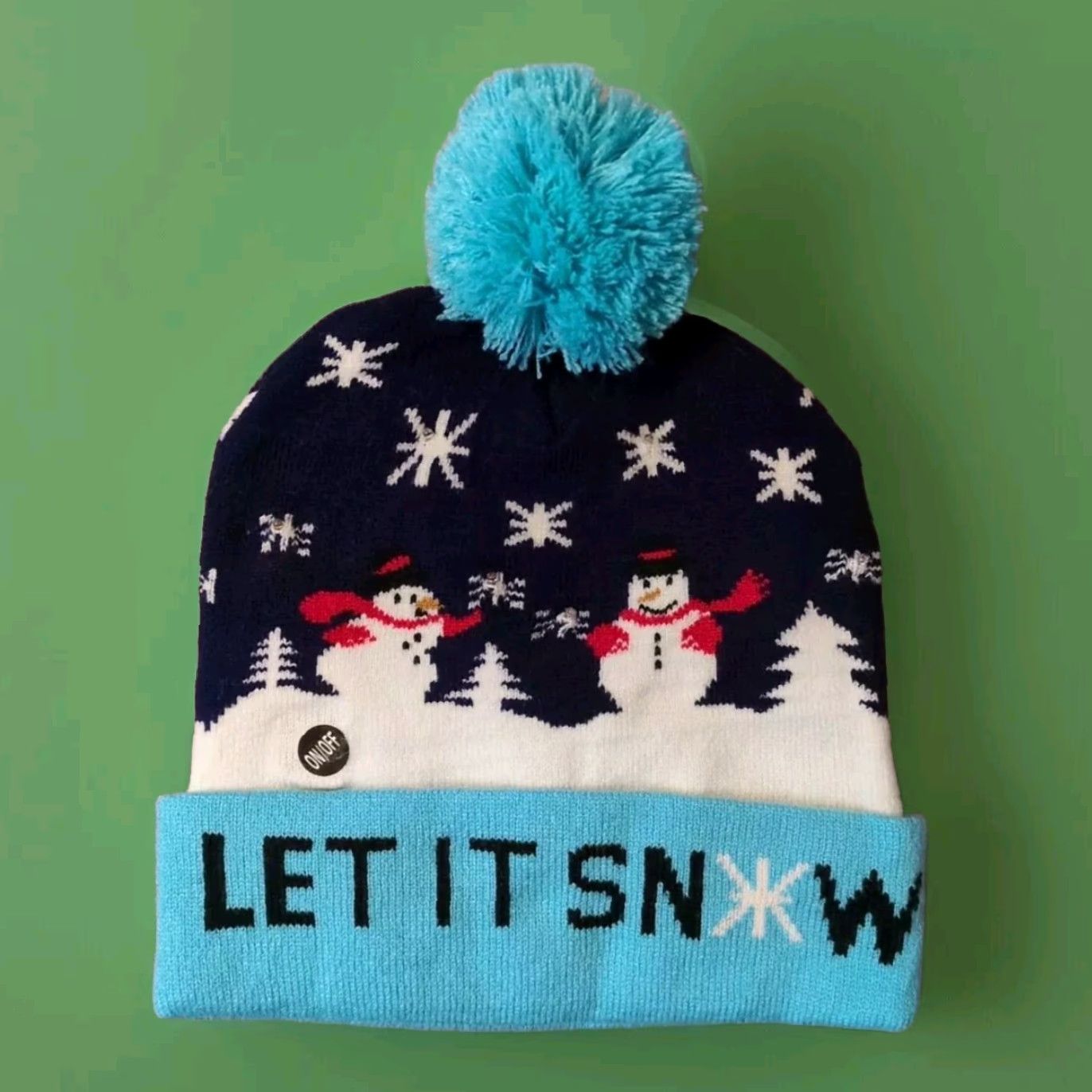 Vintage Lights Up Christmas Beanie Knit 3 Settings Adult NEW Frosty The Snowman Size ONE SIZE - 4 Thumbnail