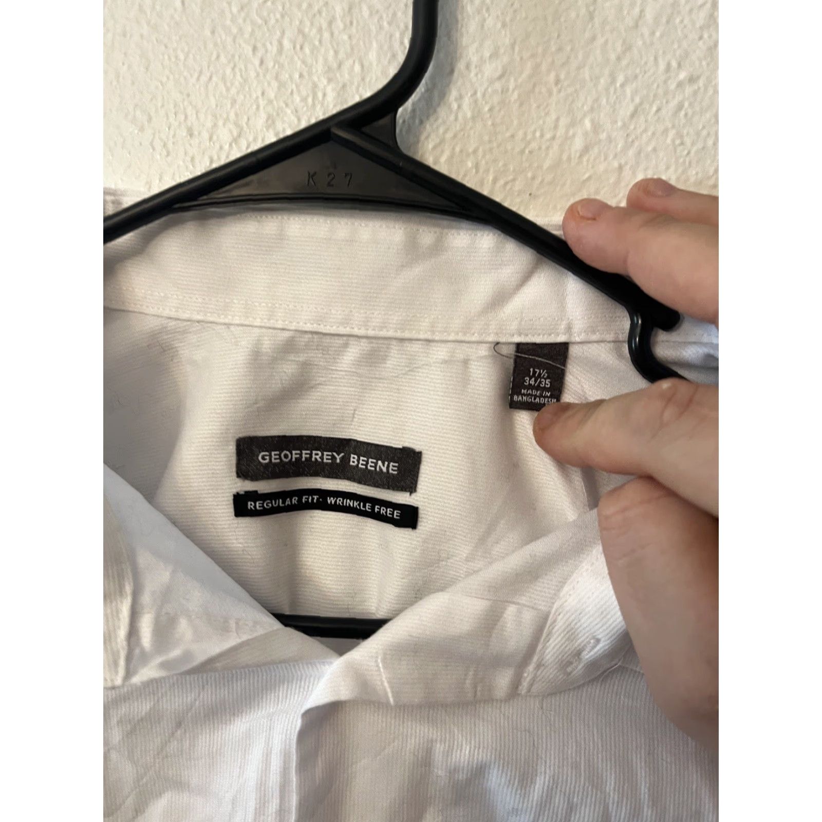 Geoffrey Beene Geoffrey Beene Mens Dress Shirt 17.5 Regular Fit Cotton Blend Button Down White Size 46R - 2 Thumbnail