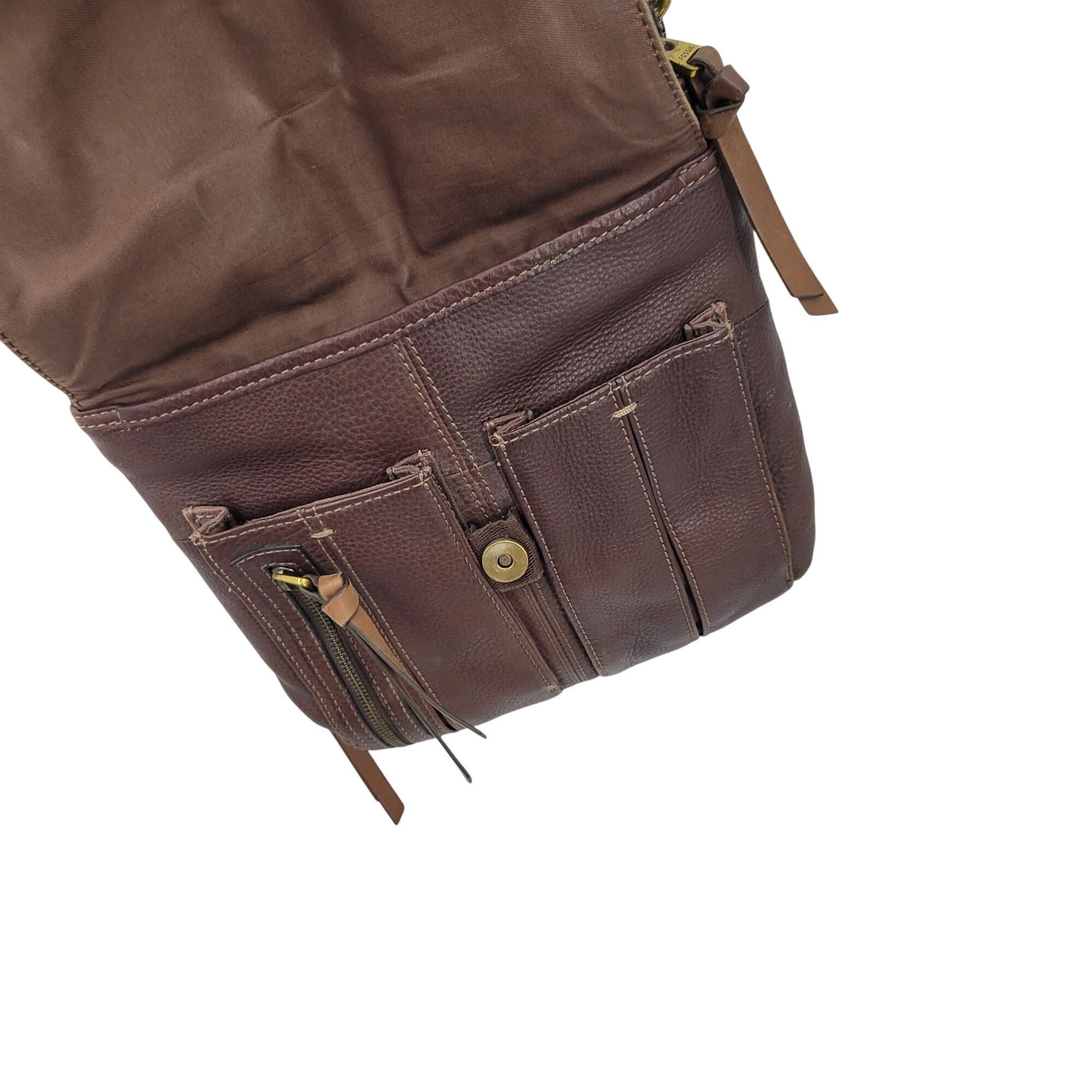 Fossil Vtg Fossil Morgan Brown Pebble Leather Crossbody Bag Multipl Size ONE SIZE - 7 Thumbnail
