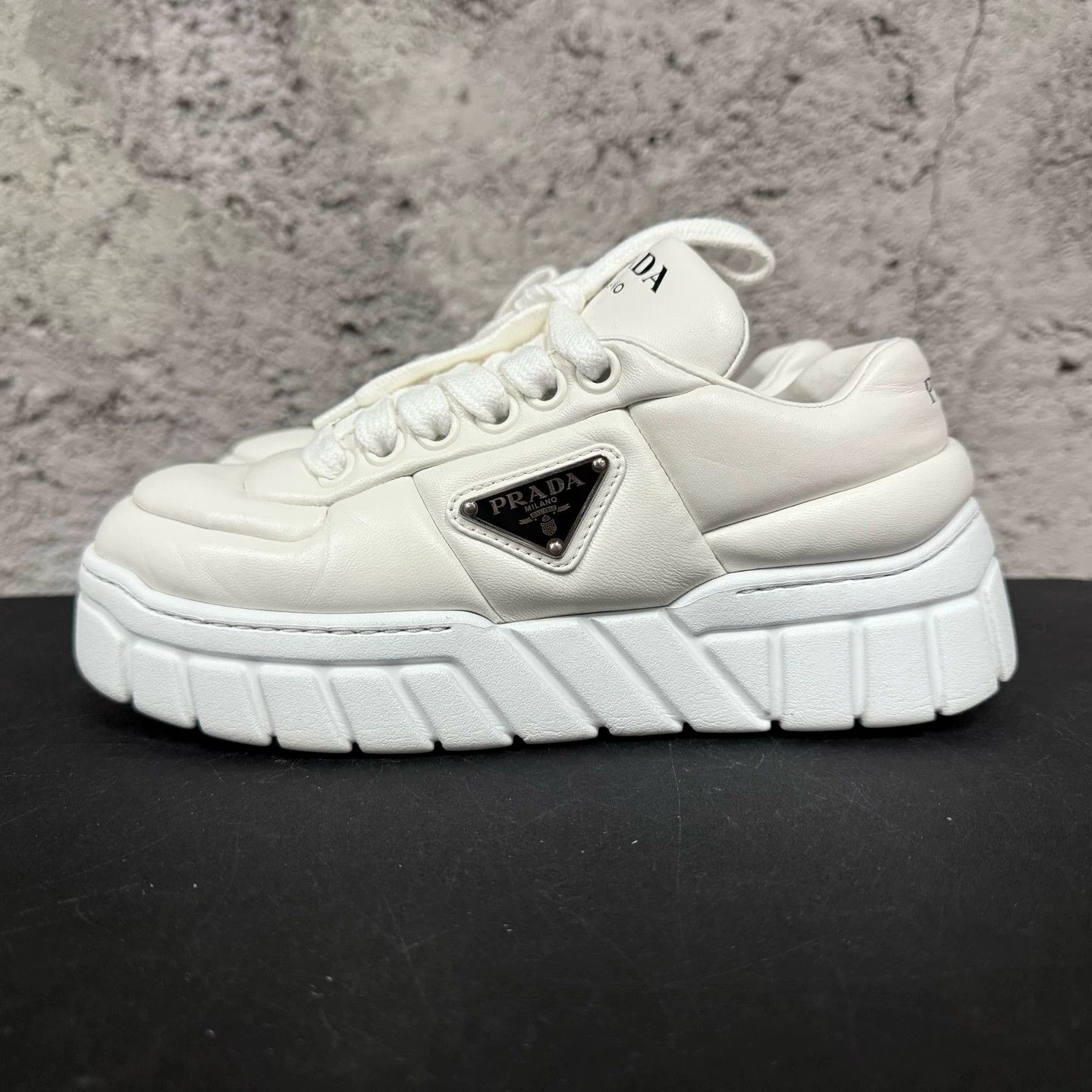 Prada Prada Women's 35 Triangle Logo Cracker Sneakers Size US 4.5 / IT 34.5 - 2 Thumbnail