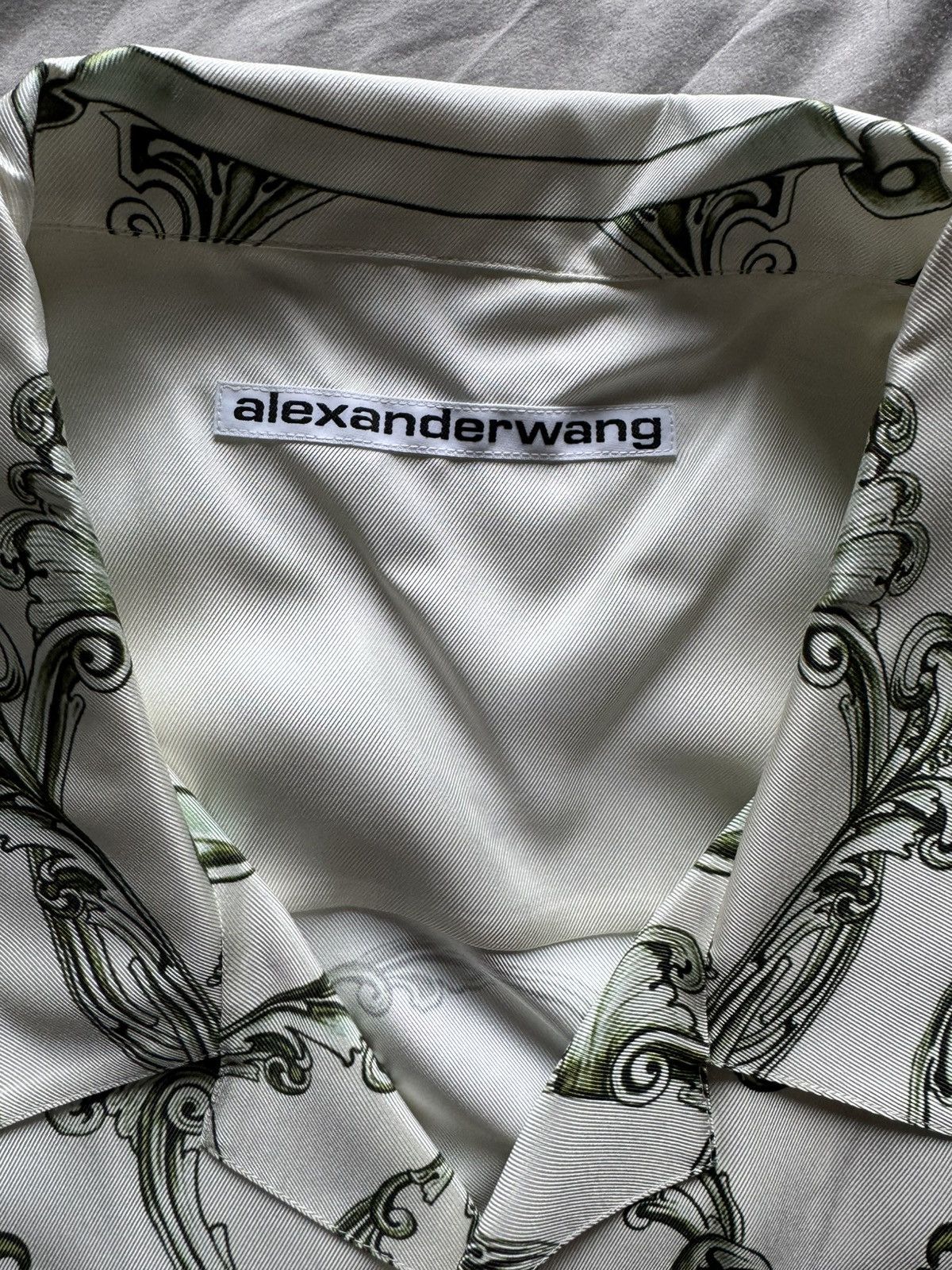 Alexander Wang Alexander Wang Ivory/Green Money Print Silk Shirt Size US L / EU 52-54 / 3 - 4 Thumbnail