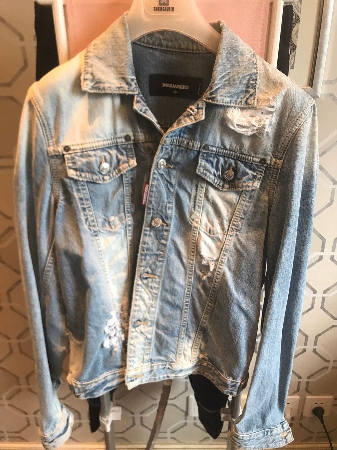 Dsquared2 Dsquared2 Light Blue Distressed Denim Jacket Size US S / EU 44-46 / 1 - 1 Thumbnail