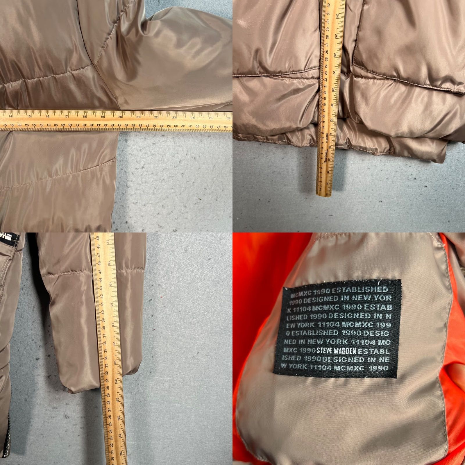 Steve Madden VINTAGE Steve Madden Womens Coat Small Taupe Puffer Hood Zipper Pockets Size S / US 4 / IT 40 - 8 Thumbnail