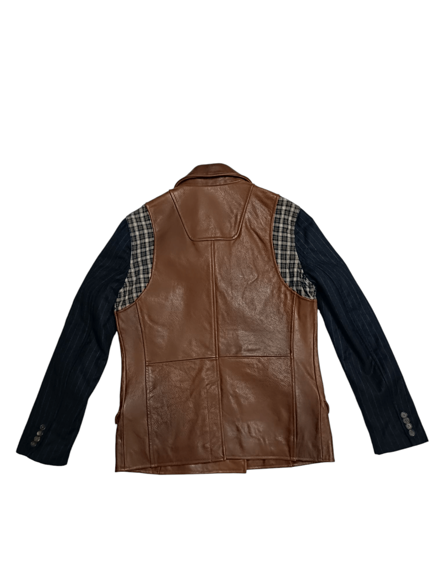 Leather × Other Brown Leather Combine Polyester Peacoat Double Breasted Size US L / EU 52-54 / 3 - 6 Thumbnail