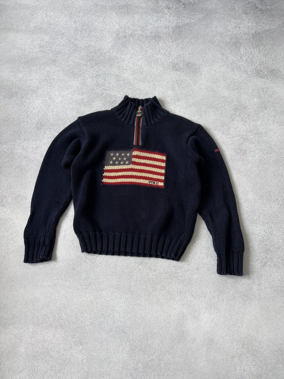 Polo Ralph Lauren × Vintage Vintage Polo Sport USA flag big logo kids sweater Size US XS / EU 42 / 0 - 3 Thumbnail