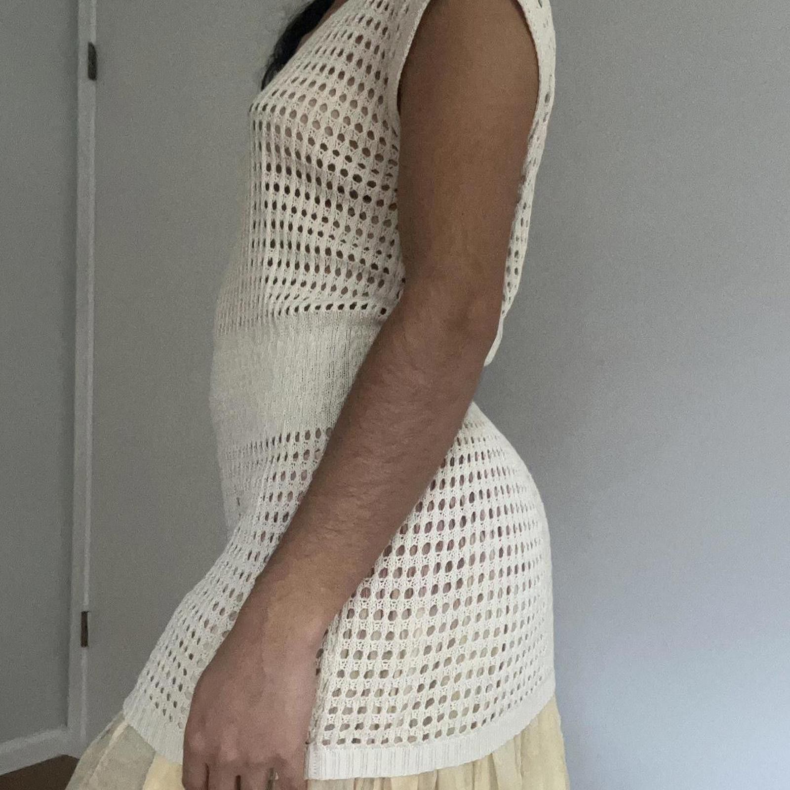 Paradise White knitted short sleeve dress top #knitwear Size L / US 10 / IT 46 - 5 Thumbnail
