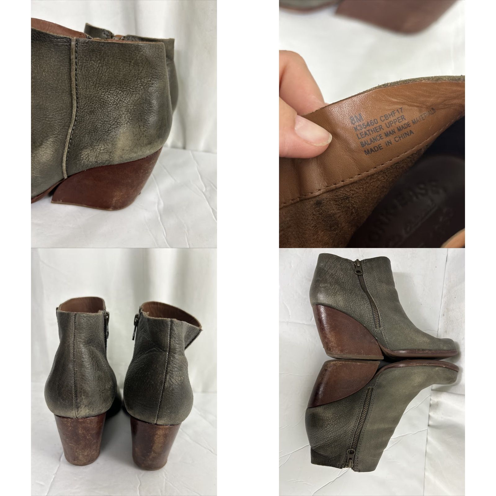 Vintage Kork-Ease Womens 8 M Gray Textured Ankle Zip Booties Wedge Heel Leather Bootie Shoes Size US 8 / IT 38 - 8 Thumbnail