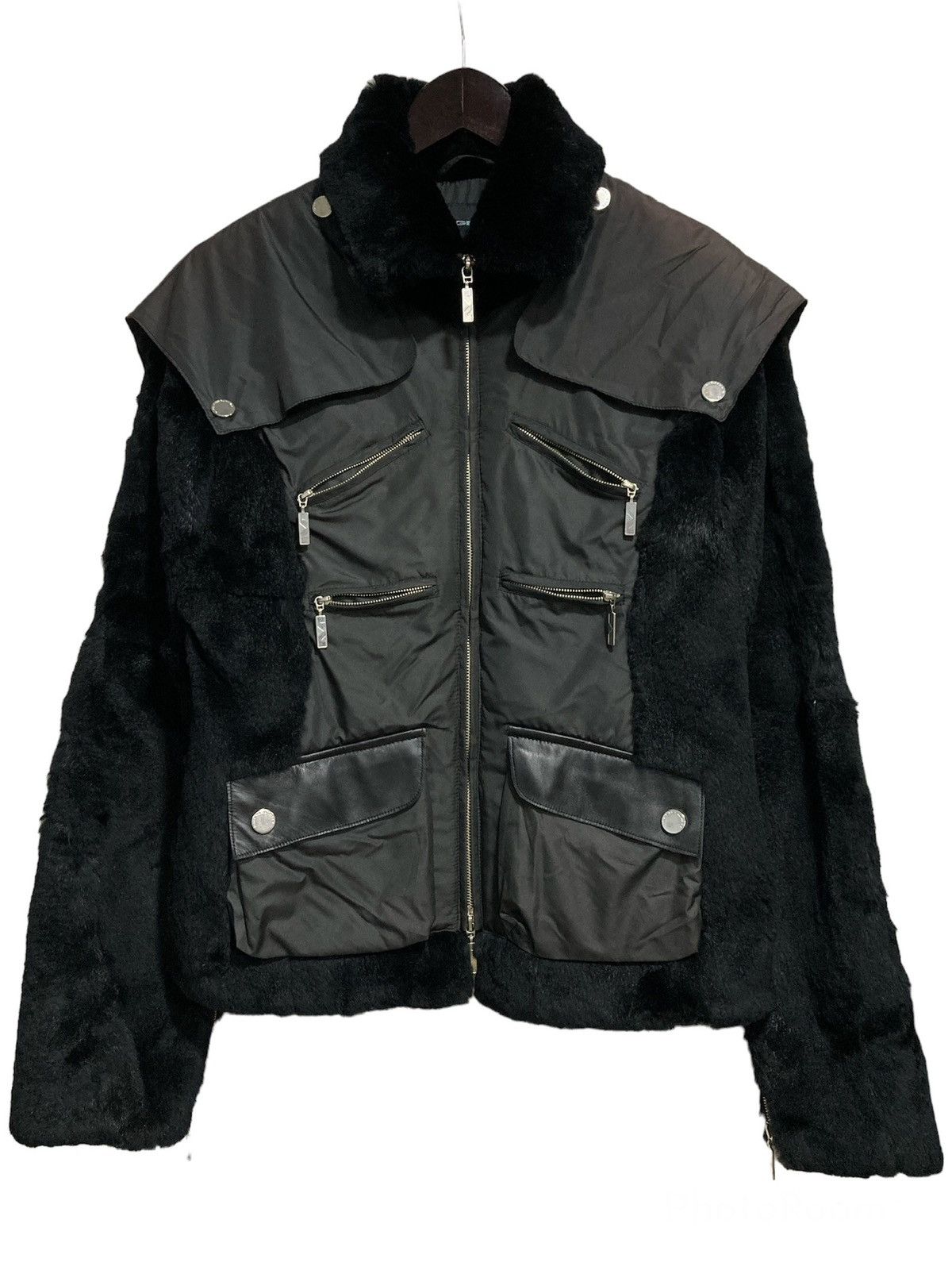 image of Mugler Rabbit Fur Jacket in Black, Men's (Size Small)