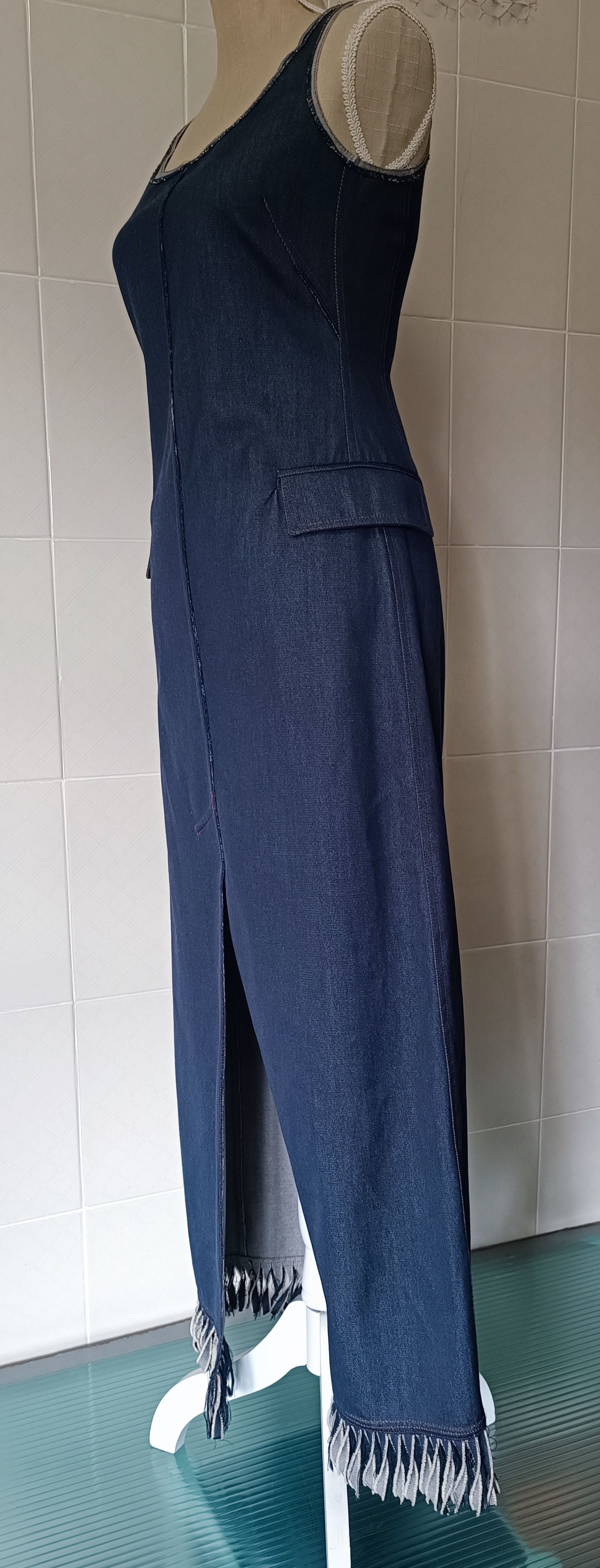 Jean Paul Gaultier FW1992/93- Gaultier Jeans - Long dress with fringes Size S / US 4 / IT 40 - 11 Thumbnail