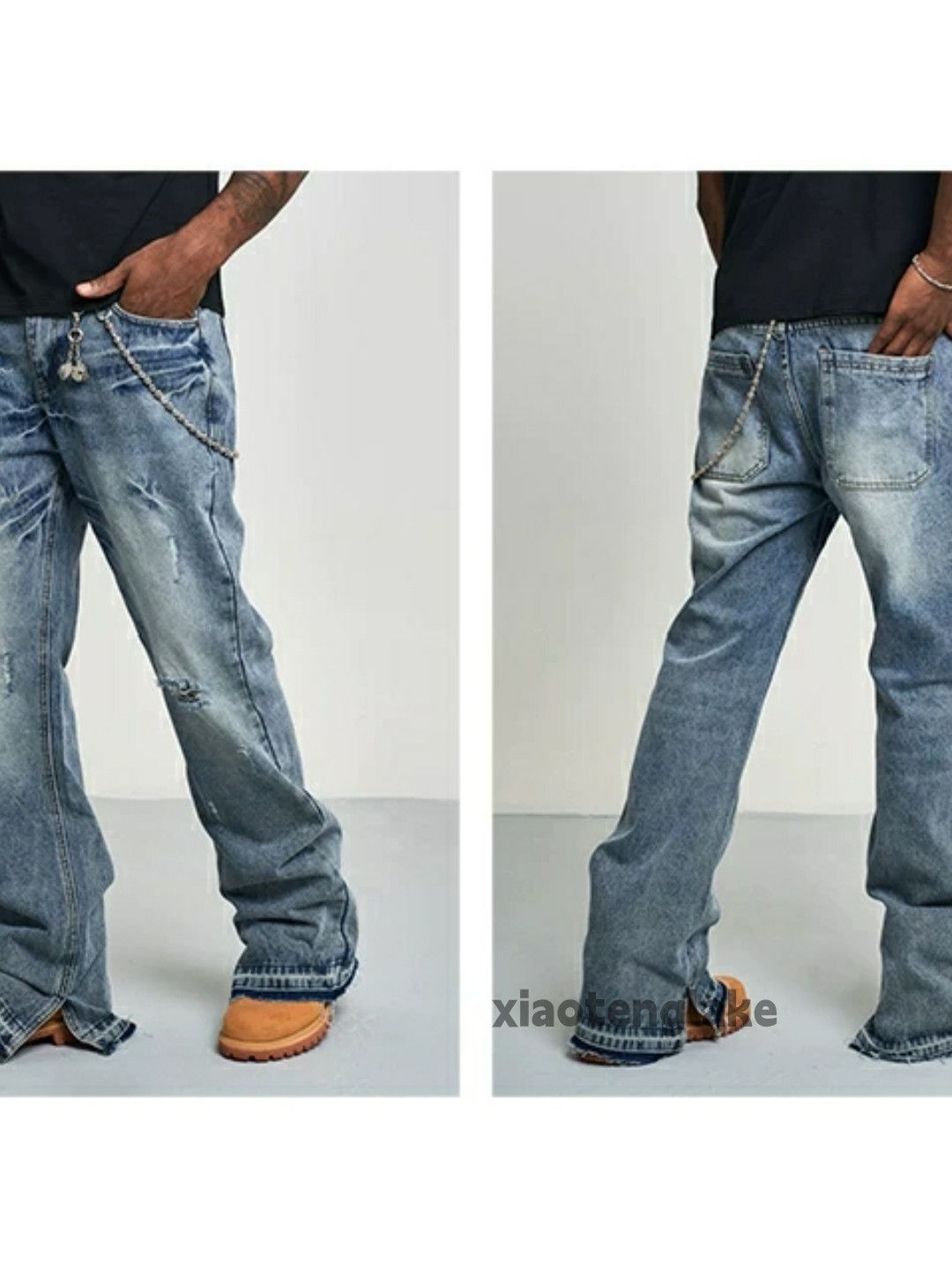 Jean × Vintage washed faded y2k yuppie bootcut flared damaged jeans Size US 34 / EU 50 - 9 Thumbnail