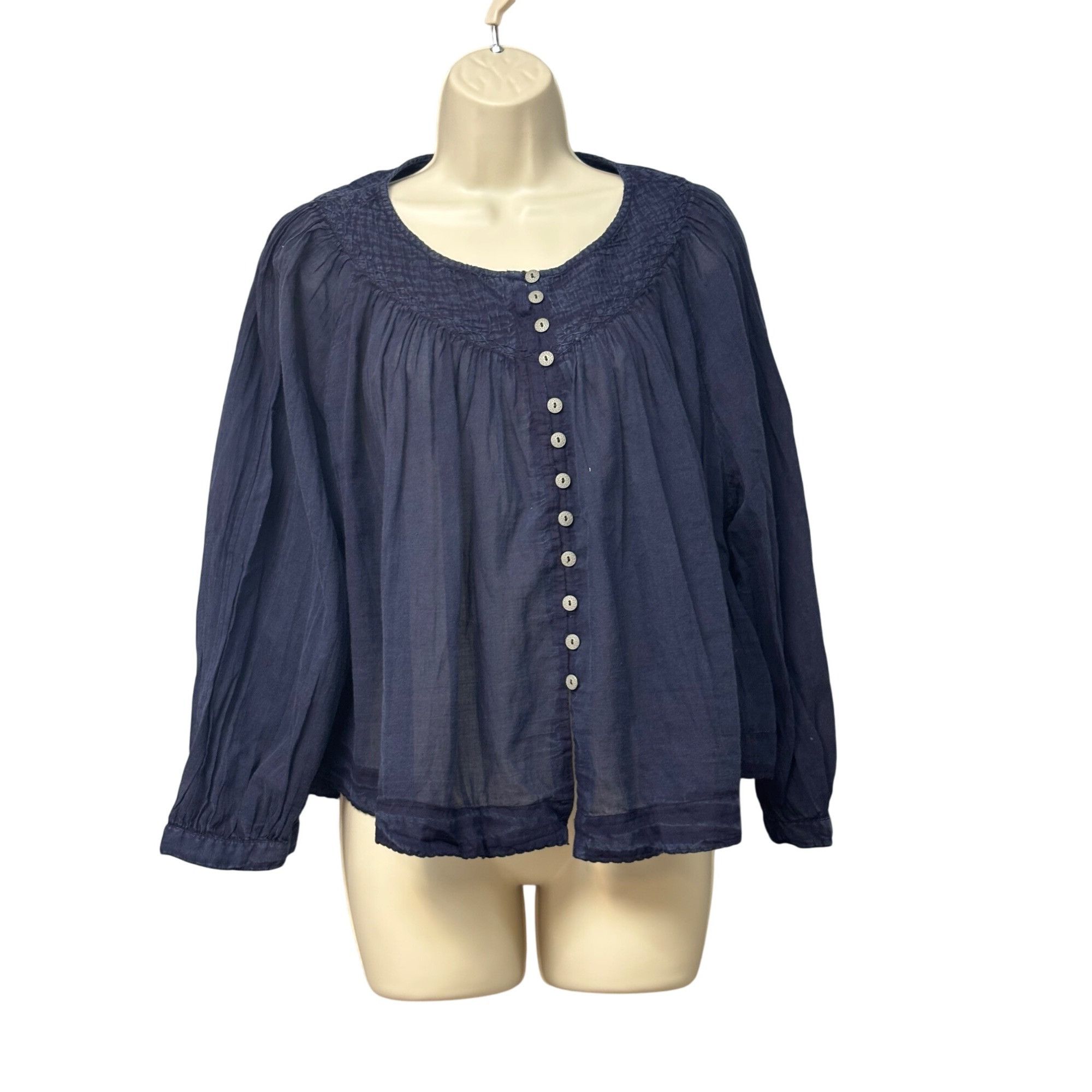 Free People Free People Cool Meadow Woven Cotton Top, Navy, Sz. S Size S / US 4 / IT 40 - 5 Thumbnail
