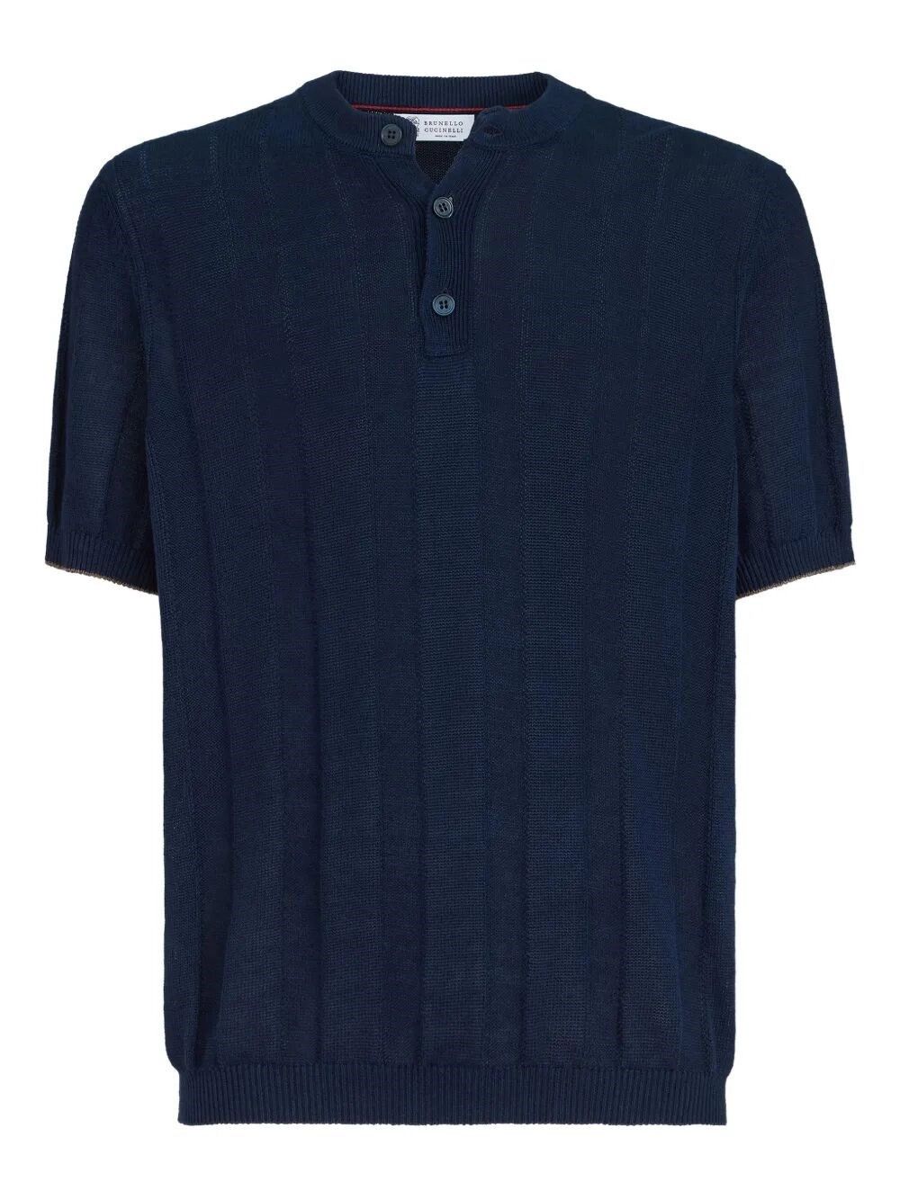 Brunello Cucinelli Textured Rib Knit T-Shirt With Henley Collar Size US XXL / EU 58 / 5 - 1 Thumbnail
