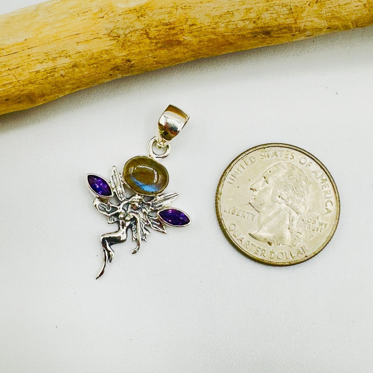 The Unbranded Brand Fairy Labradorite & Amethyst 925 Sterling Silver Pendant Size ONE SIZE - 5 Thumbnail