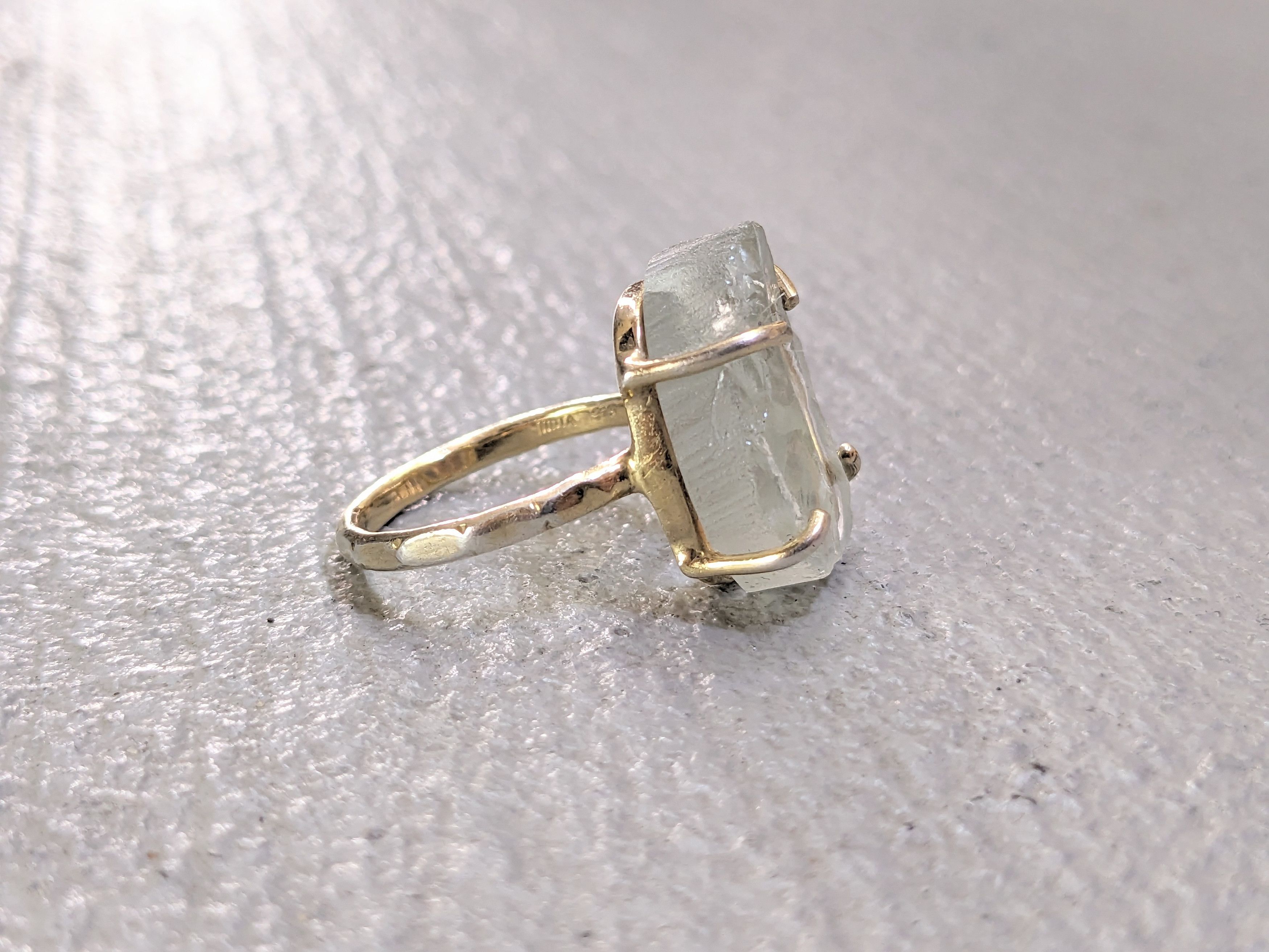 Jewelry Vintage Sterling Silver Ring Glass 7.75 Modern Gold Plated Size ONE SIZE - 5 Thumbnail