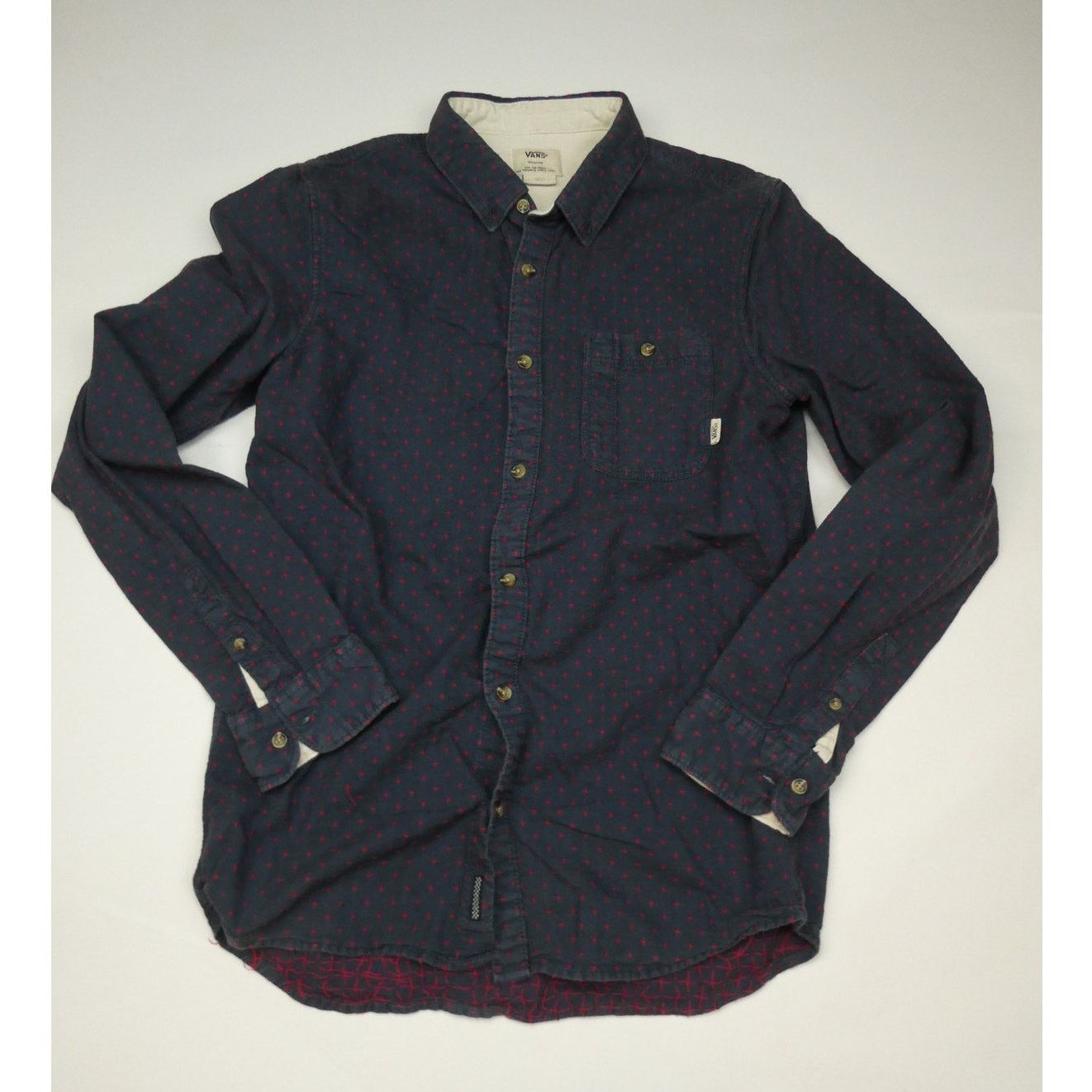 Vans men's VANS button down shirt, medium, navy/red, 100% cotton Size US M / EU 48-50 / 2 - 1 Thumbnail
