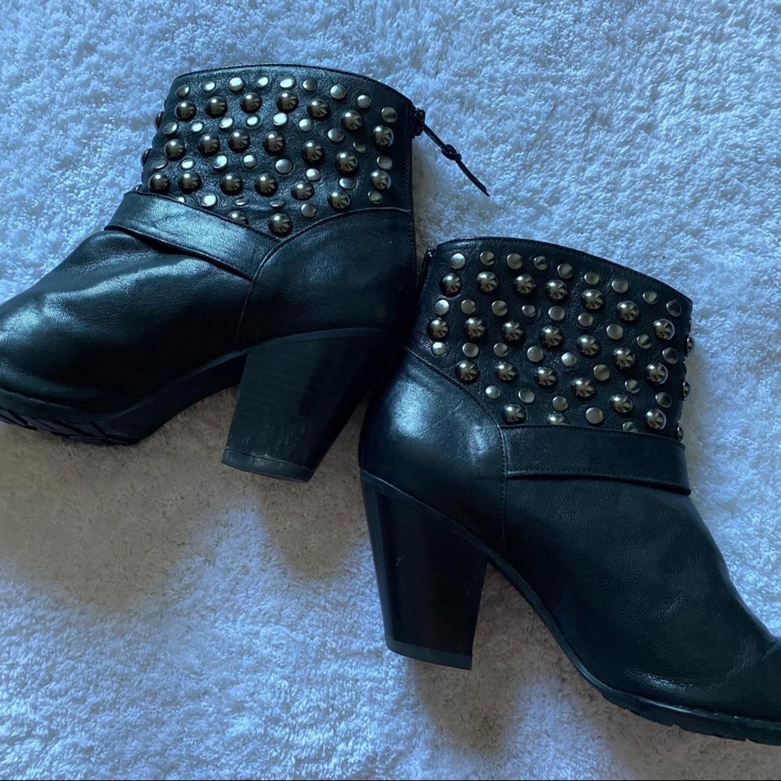 Stuart Weitzman Stuart Weitzman NWOB Black Leather Studded Moto Style Bootie Size US 6.5 / IT 36.5 - 5 Thumbnail