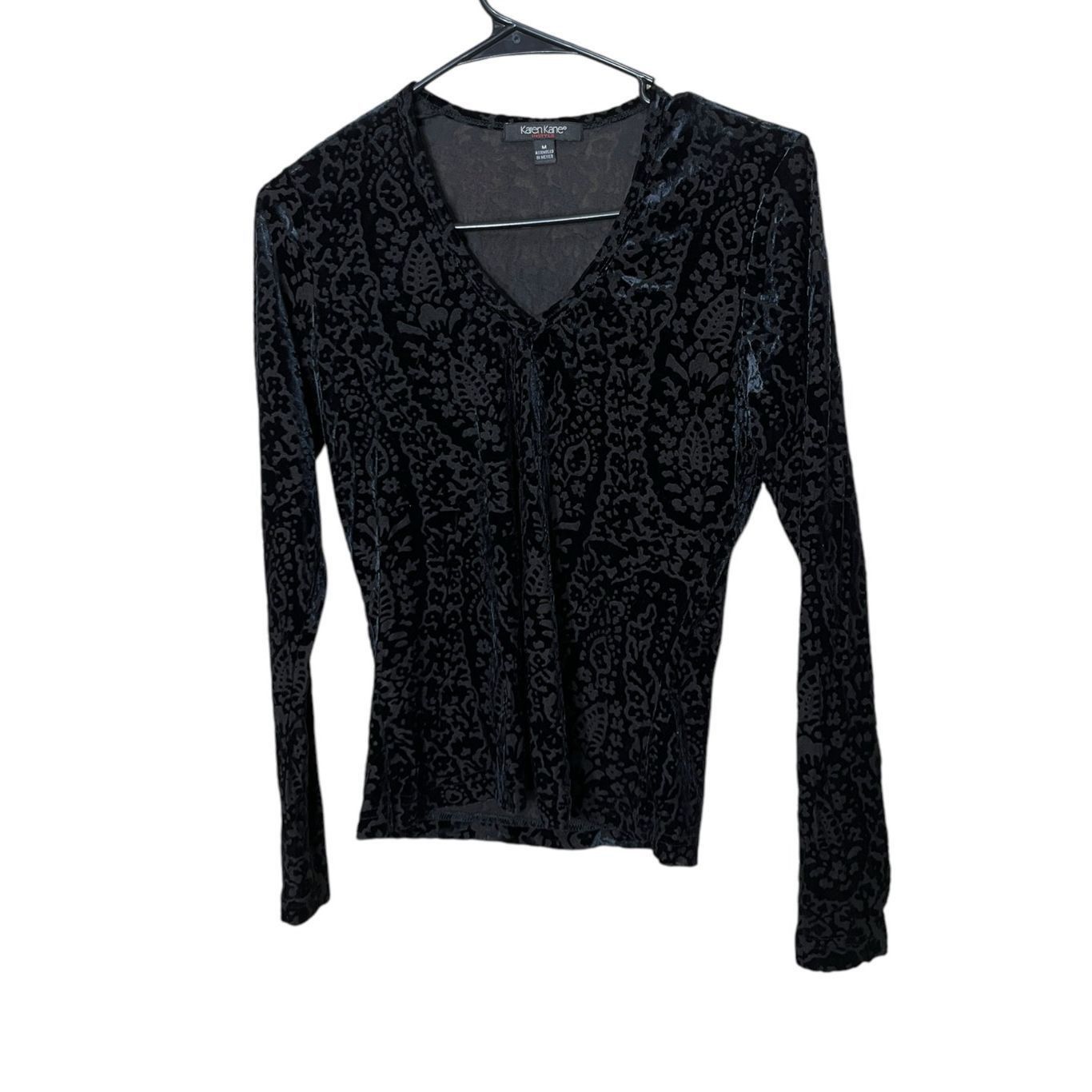 Other Karen Kane Y2K Long Sleeve Black Velvet Burnout Top Blouse S Size M / US 6-8 / IT 42-44 - 1 Thumbnail