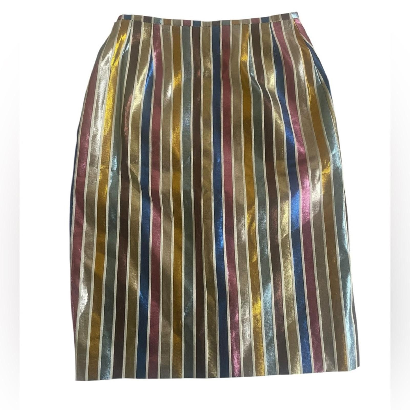 Other DMN Demain Paris Metallic Multicolor Striped Pencil Skirt Size 27" / US 4 / IT 40 - 1 Thumbnail
