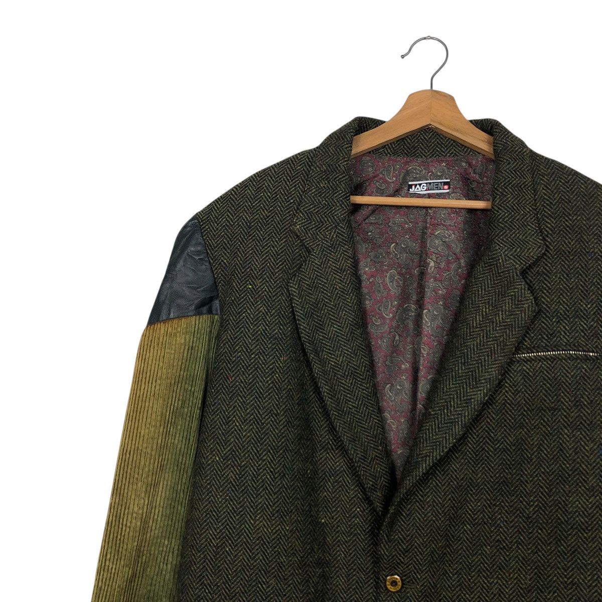 Japanese Brand 🔥VINTAGE PATCH WORK LEATHER WOOL JACKET JAGMEN ISSEY MIYAKE Size US M / EU 48-50 / 2 - 9 Thumbnail