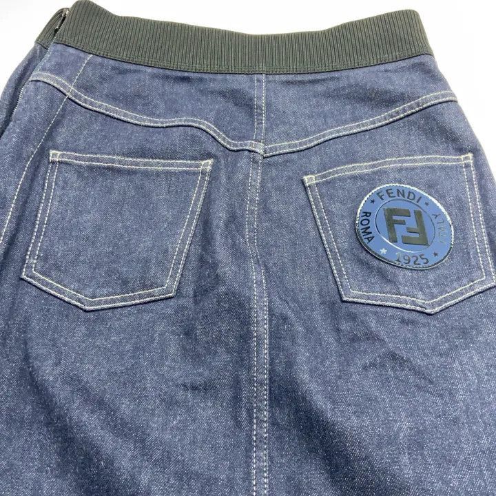 Fendi Fendi Logo Denim Midi Skirt in Blue -2507 Size US 38 / EU 54 - 5 Thumbnail