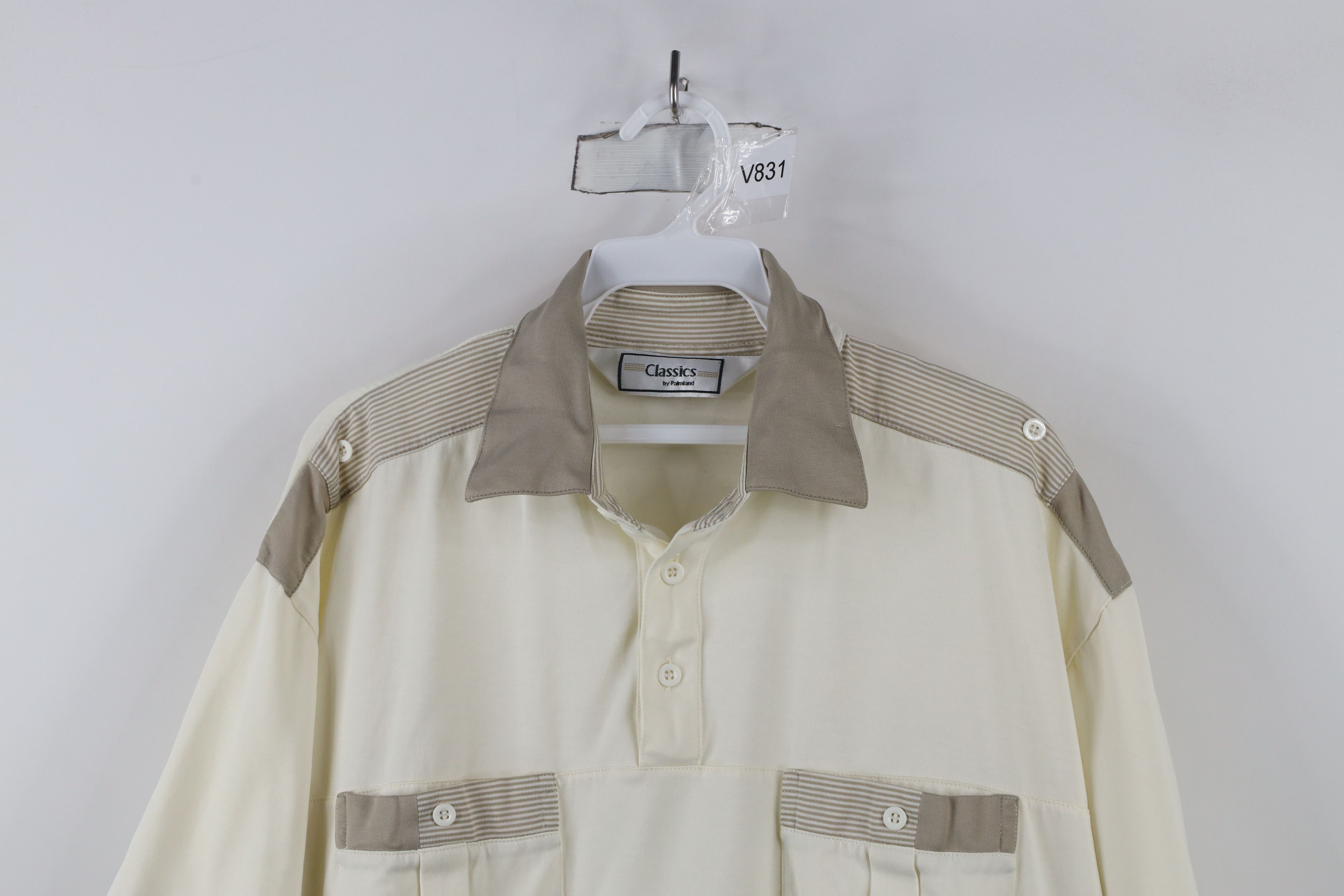 Vintage Vintage 90s Streetwear Collared Pullover Polo Shirt Cream Size US L / EU 52-54 / 3 - 2 Thumbnail