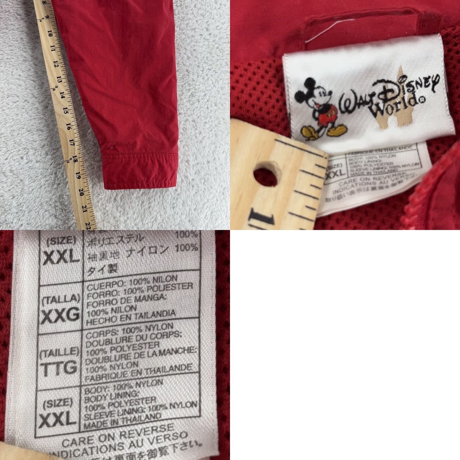 Disney VINTAGE Walt Disney World Mickey Mouse Jacket Mens 2XL Hooded Embroidered Red Size US XXL / EU 58 / 5 - 8 Thumbnail