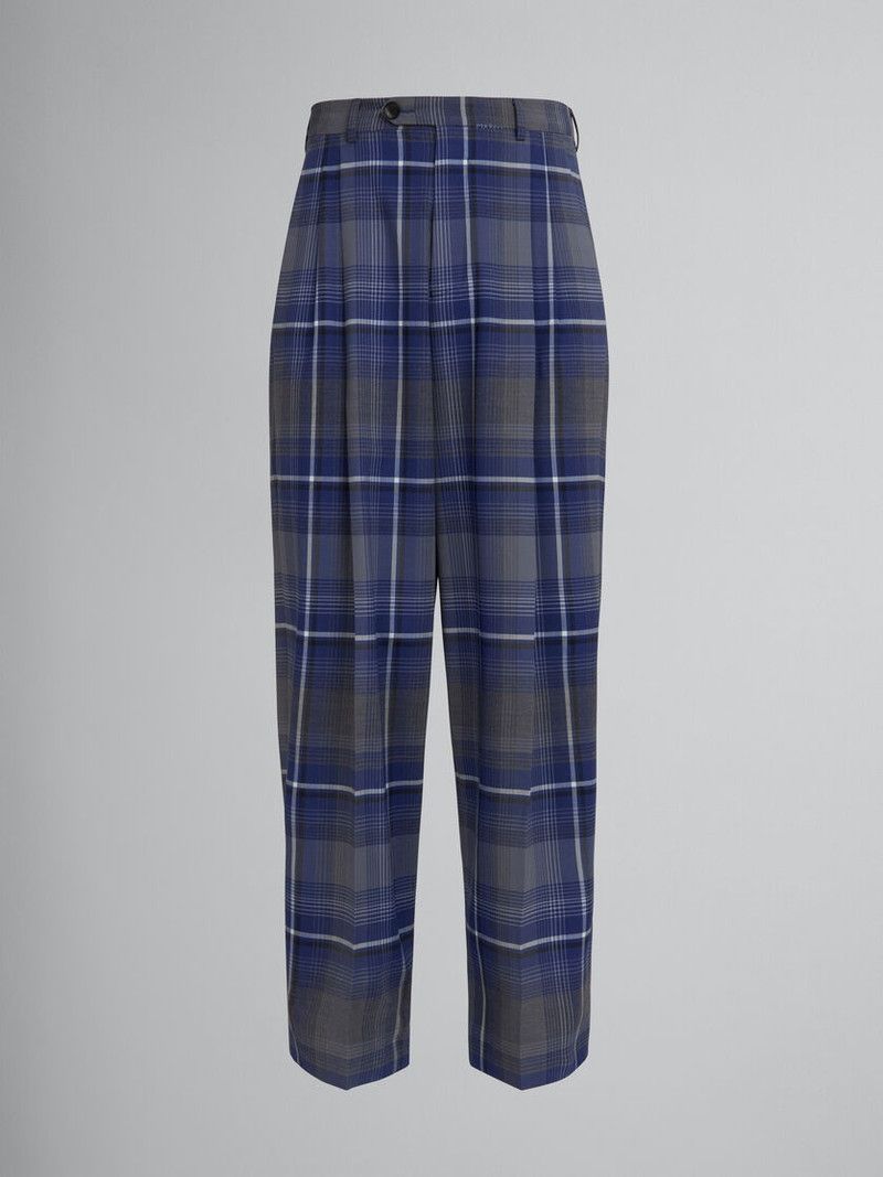 Marni o1w1db11025 Wool Pleated Trousers in Blue Size US 32 / EU 48 - 1 Thumbnail