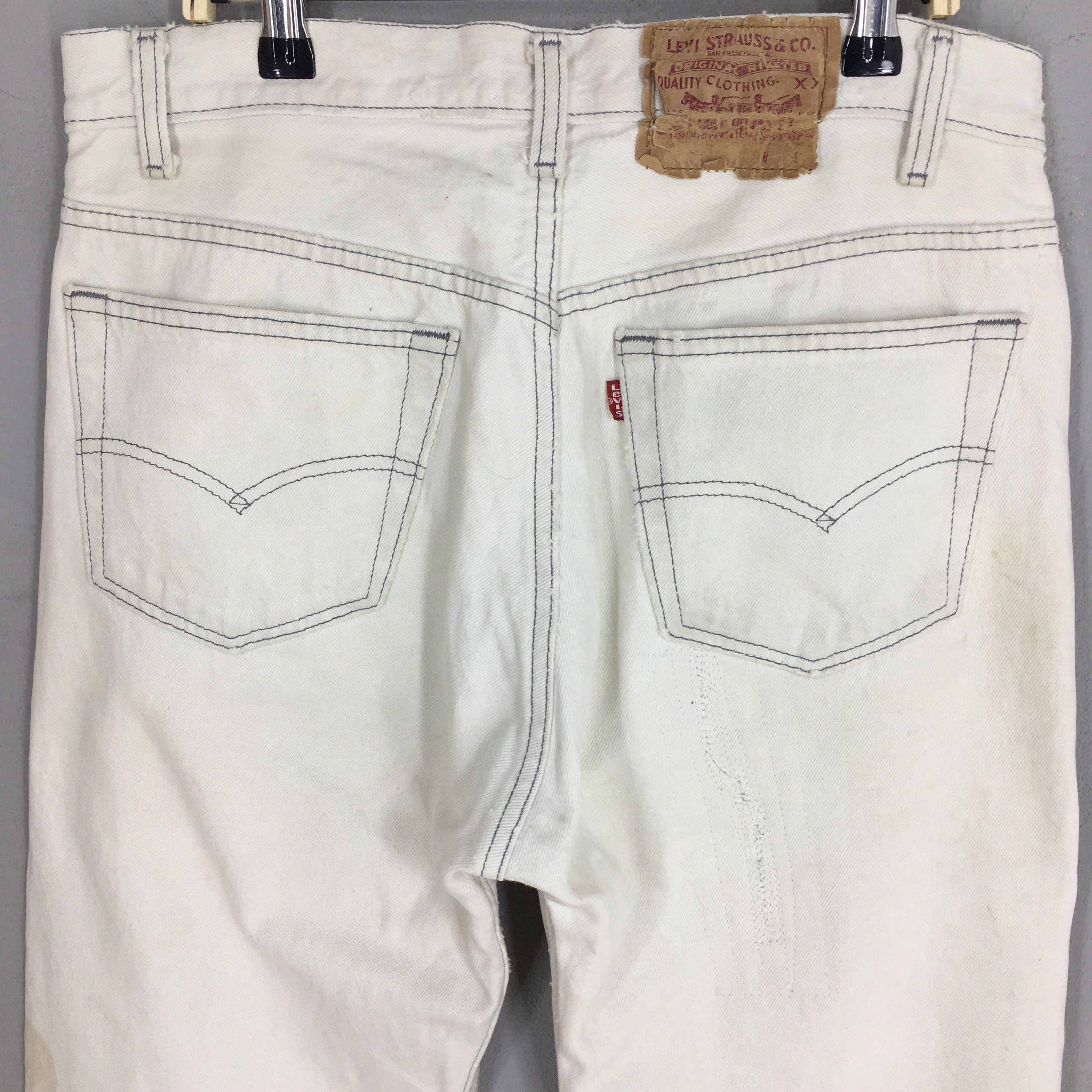 Levi's Size 30x33 Vintage 90s Levi's 501 Dirty Denim White Jeans Size US 30 / EU 46 - 10 Thumbnail