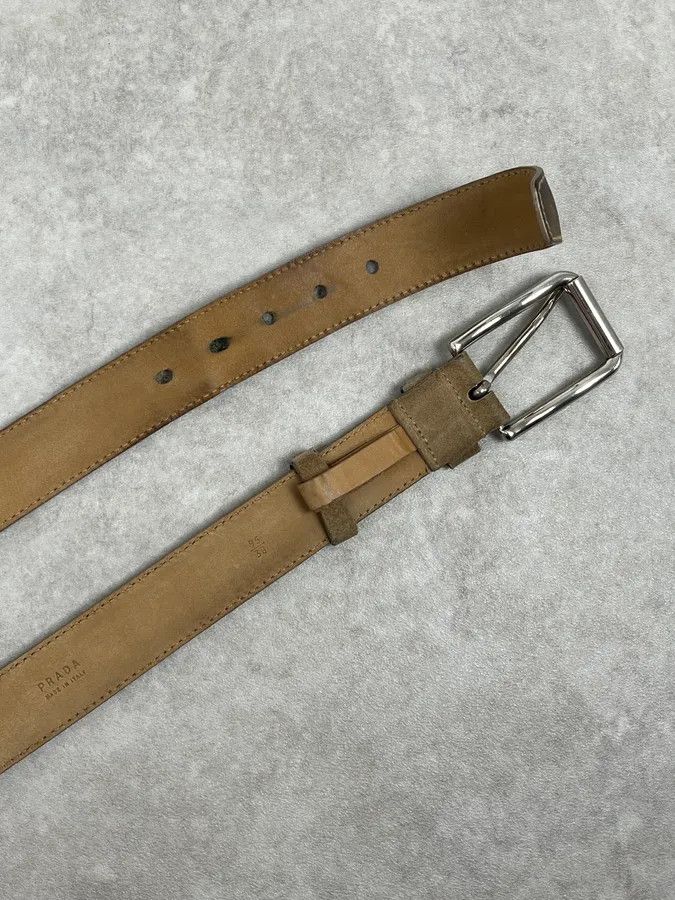 Prada 2000s Prada Camel Eroded Leather Belt Size ONE SIZE - 5 Thumbnail
