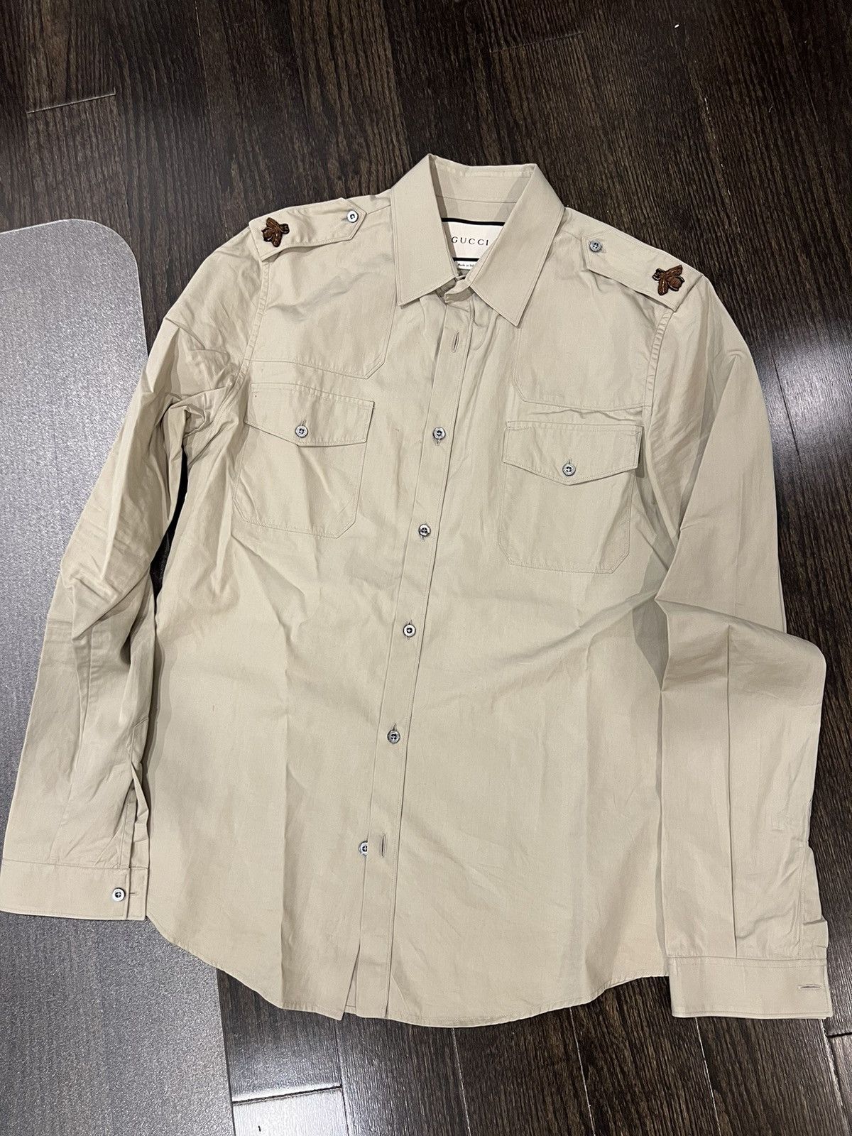 Gucci Military Style Bee Shirt