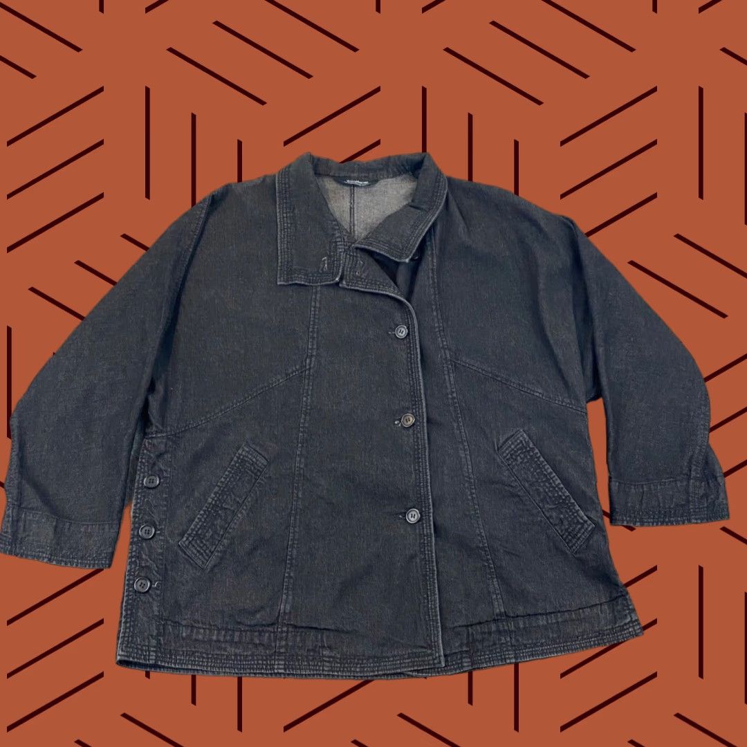 Denime Yacco Maricard Button-Up Shirt Women's Size 3 Charcoal Gray Oversized Denim Collared Long Sleeve Size XS / US 0-2 / IT 36-38 - 1 Thumbnail