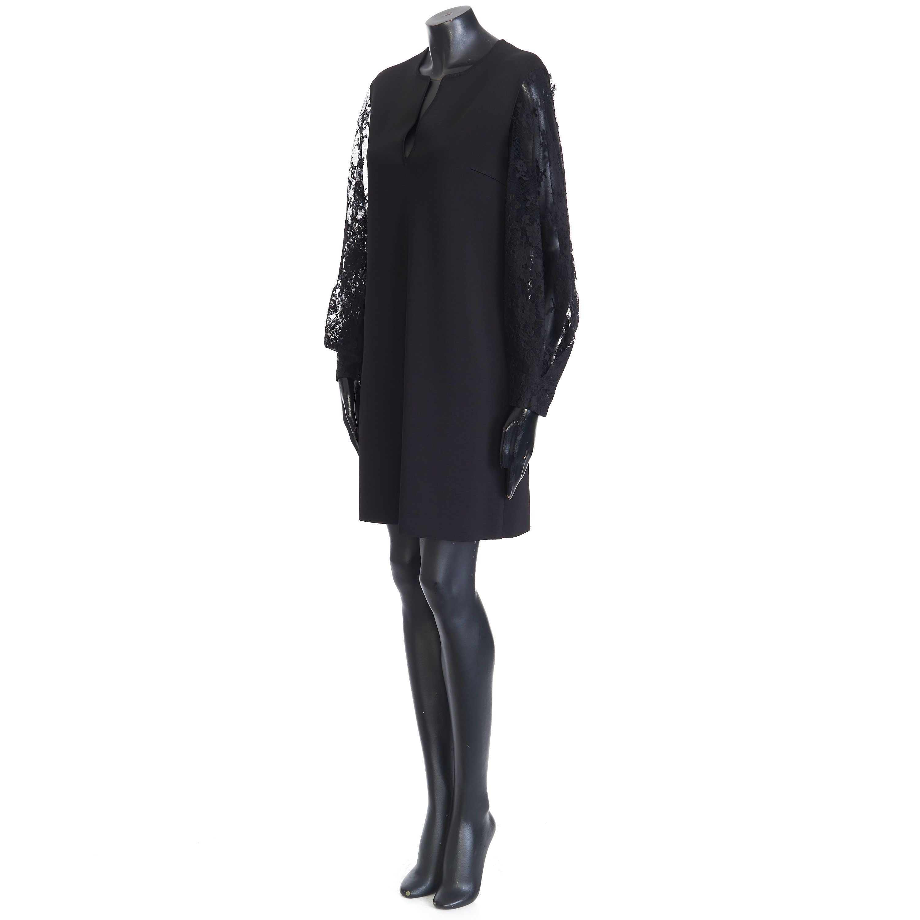 Givenchy Little Black Mini Dress - Floral Lace Sleeve Size S / US 4 / IT 40 - 2 Thumbnail