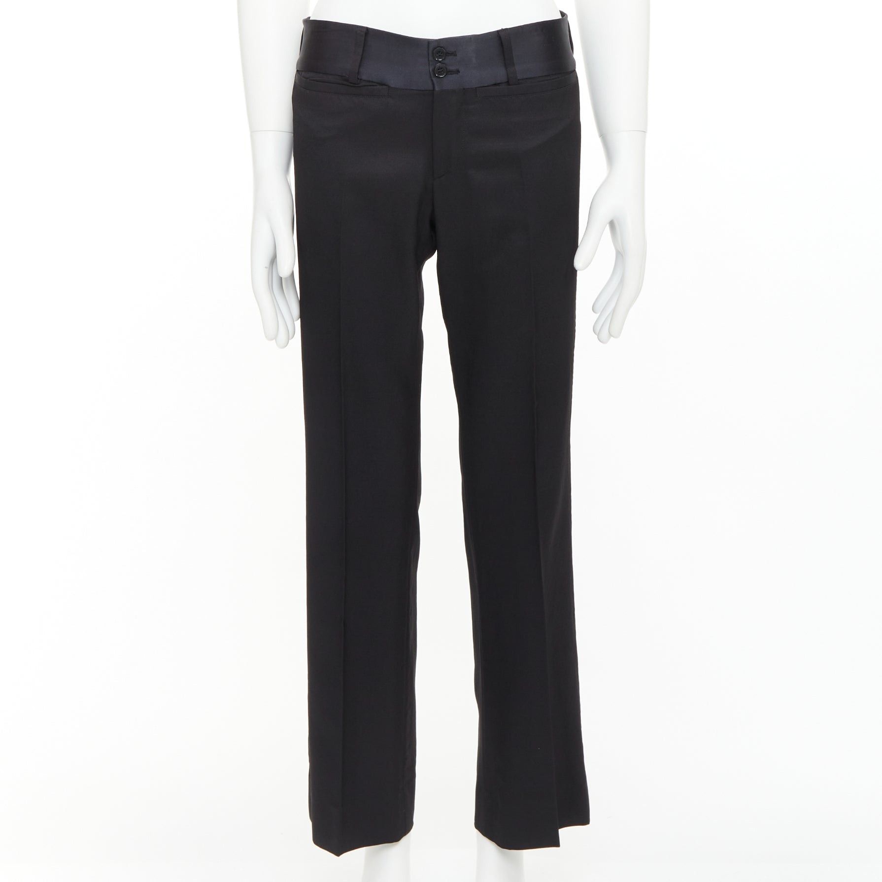 Dolce & Gabbana DOLCE GABBANA black virgin wool blend satin waist tuxedo pants IT44 XS Size US 26 / EU 42 - 1 Thumbnail