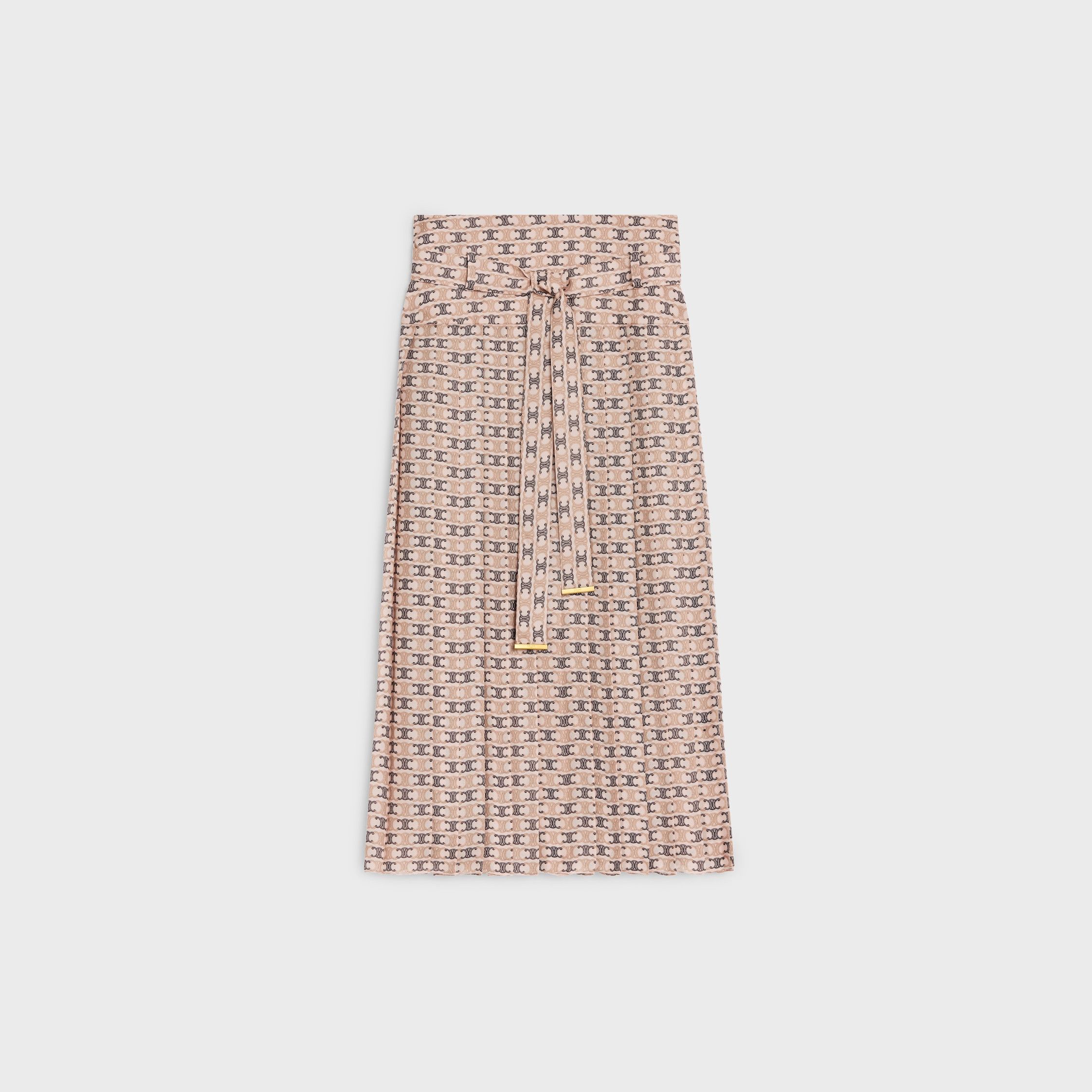 Celine PLEATED SKIRT IN SILK GEORGETTE pink beige/camel/beige Size 29" - 1 Thumbnail