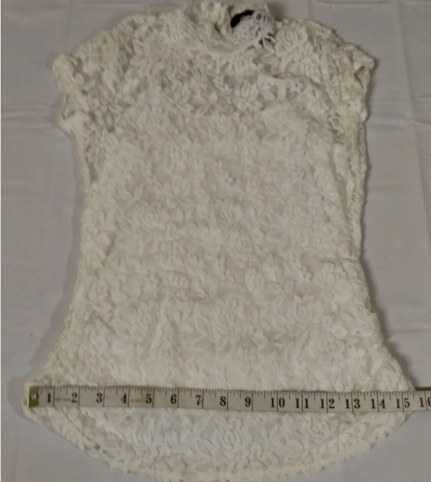 Vintage White Top Size S Women Floral Lace Sheer Mock Neck Size S / US 4 / IT 40 - 9 Thumbnail