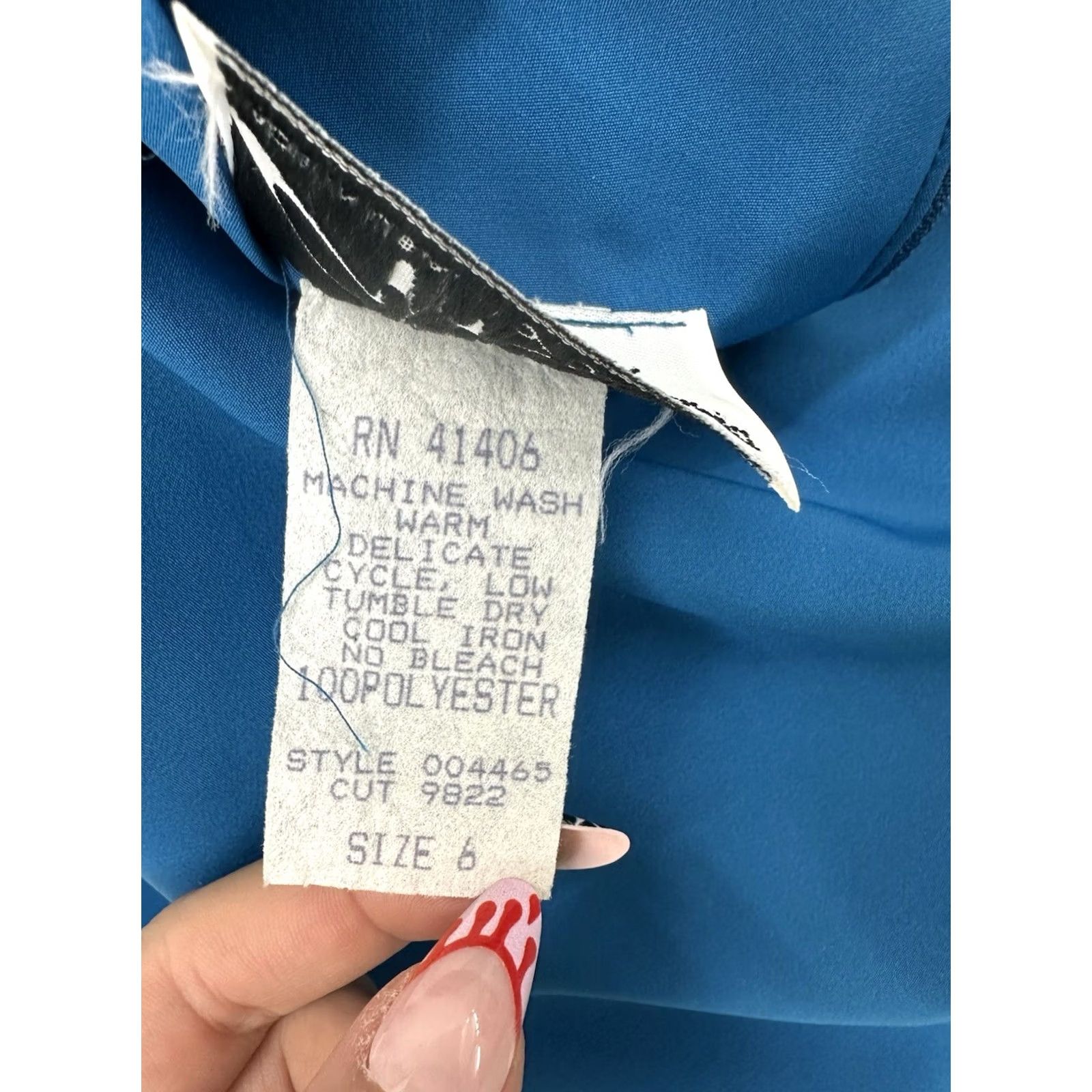Vintage Willi of California Dress Blue VTG Belted Mock Neck Long Sleeve 6 Womens Vintage 80s 90s Spring Summer Fall Size M / US 6-8 / IT 42-44 - 5 Thumbnail