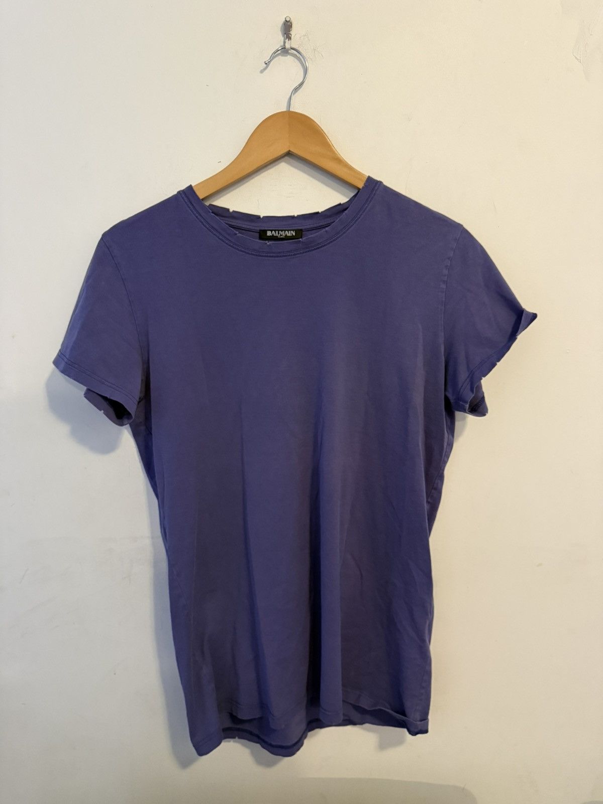 Balmain Balmain distressed 2015 t shirt size M purple Size US M / EU 48-50 / 2 - 1 Thumbnail