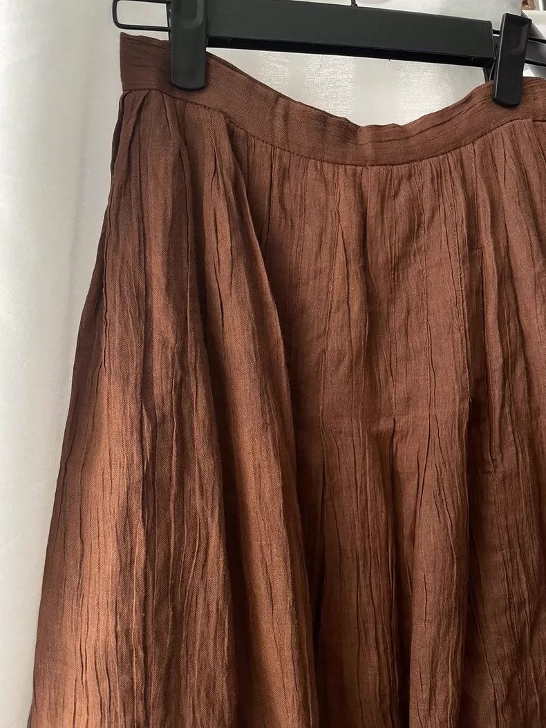 Comme des Garcons Comme des Garcons size os 70s-80s linen pleated skirt skir Size 29" - 3 Thumbnail