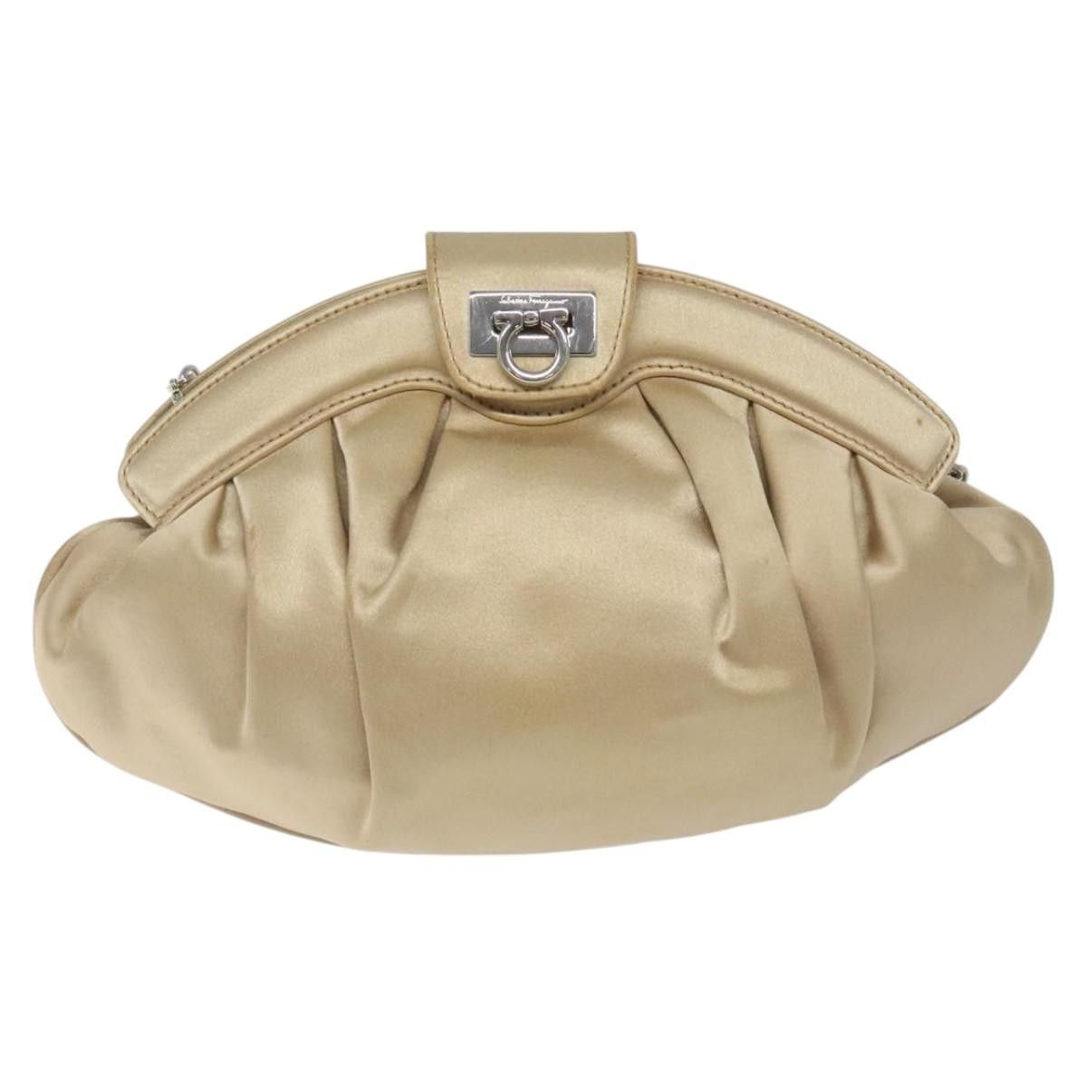 Salvatore Ferragamo Salvatore Ferragamo Gancini Chain Shoulder Bag Satin Beige Size ONE SIZE - 13 Thumbnail