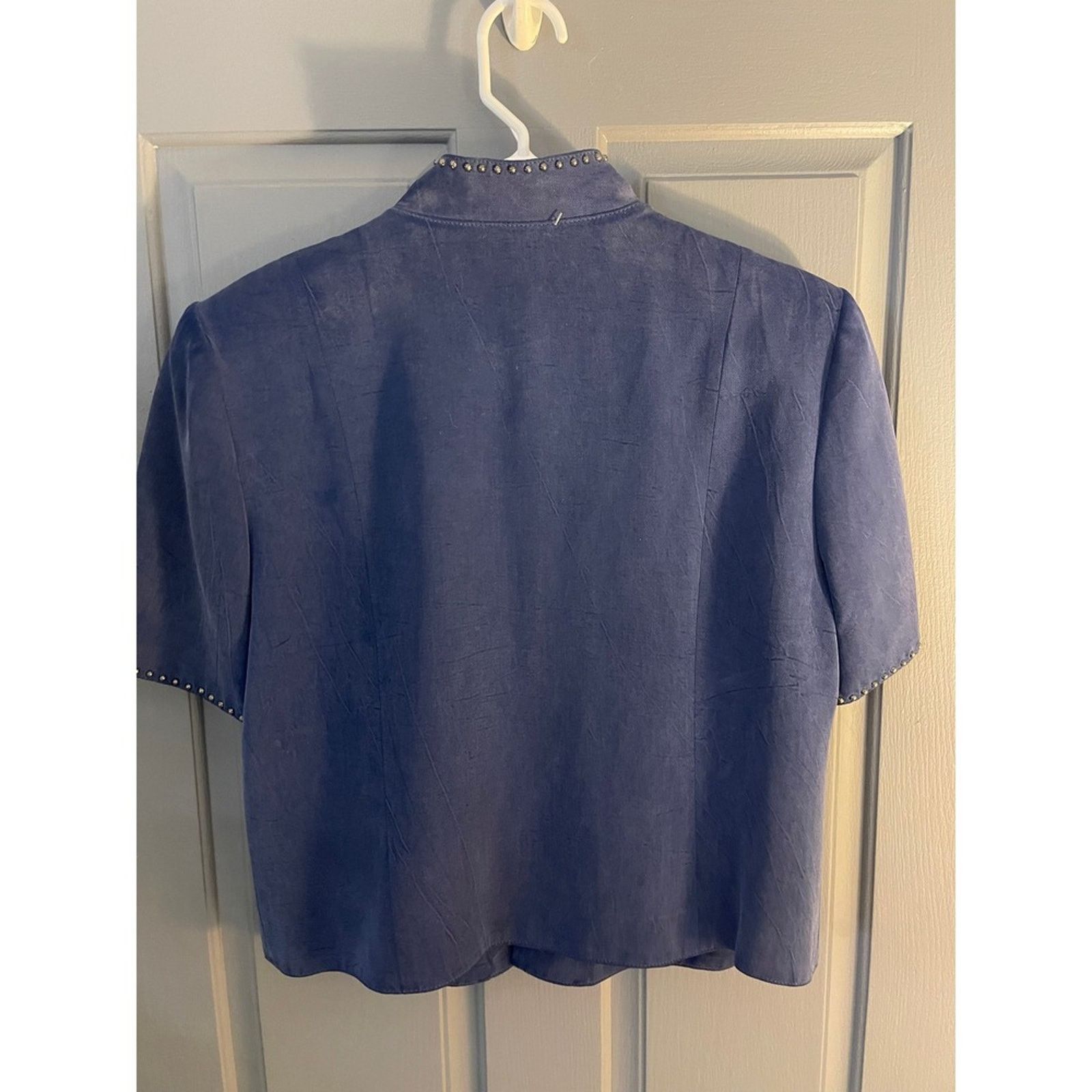 Double D Ranch Double D Ranch Blue Tencel Studded Western Jacket Sz Lg Size L / US 10 / IT 46 - 3 Thumbnail