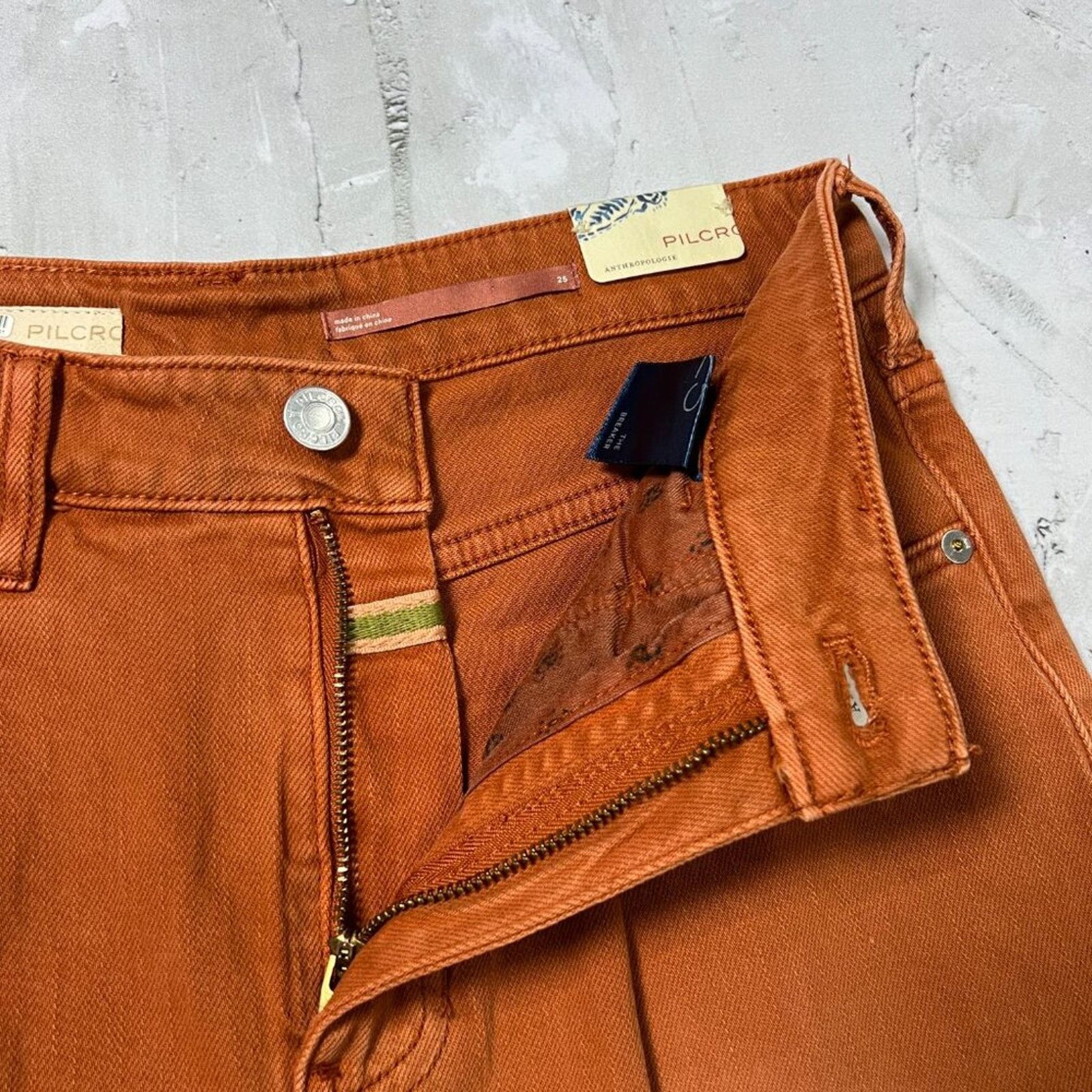Anthropologie Pilcro The Breaker Orange High Rise Pants 25 NWT Size 25" / US 0 / IT 36 - 5 Thumbnail
