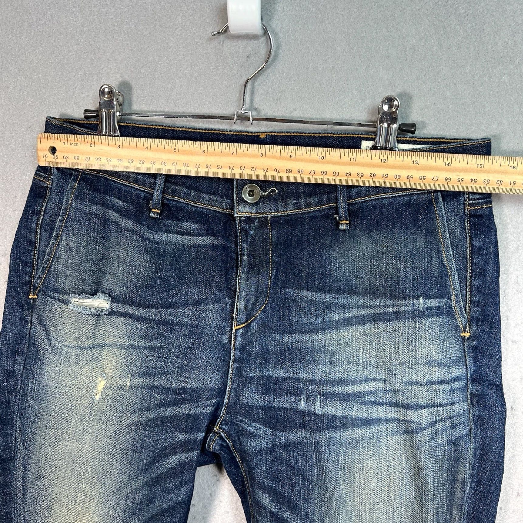 Rag & Bone VINTAGE rag & bone Jeans Womens Slim Tapered 25 Blue Dark Wash Denim Cotton Blend Size 42" / US 20 - 3 Thumbnail