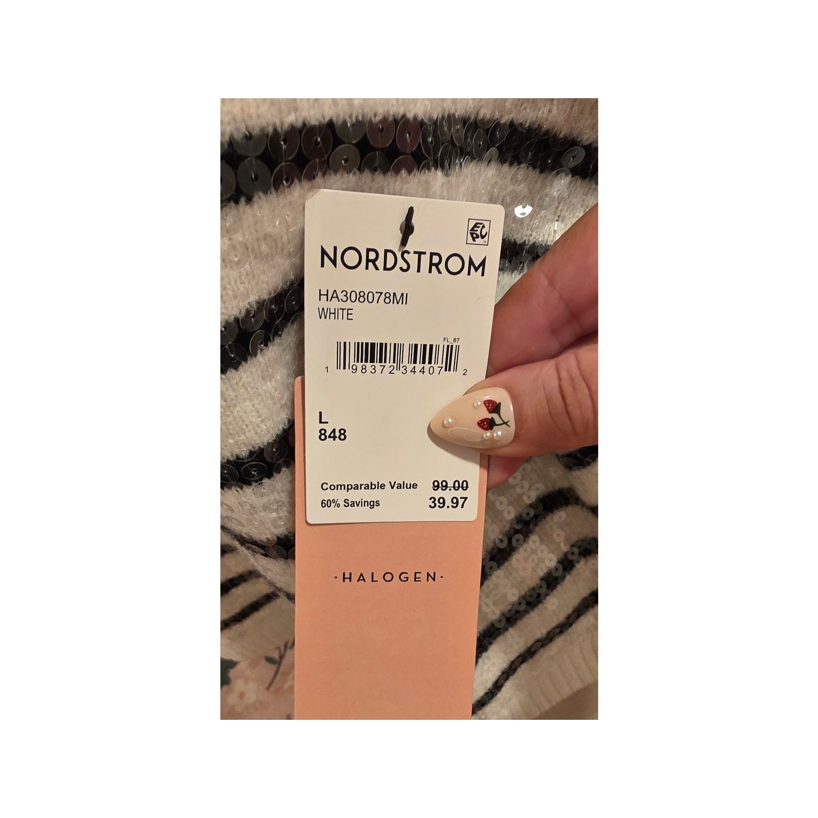 Nordstrom Nordstrom Halogen Striped Sequin Turtleneck NWT Size L Size L / US 10 / IT 46 - 5 Thumbnail