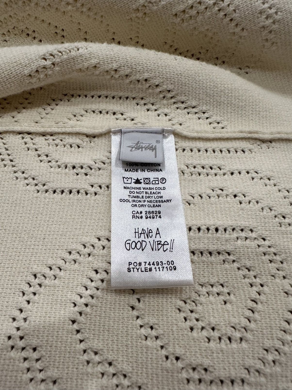 Stussy STUSSY PERFORATED SWIRL KNIT SHIRT NATURAL Size US L / EU 52-54 / 3 - 4 Thumbnail